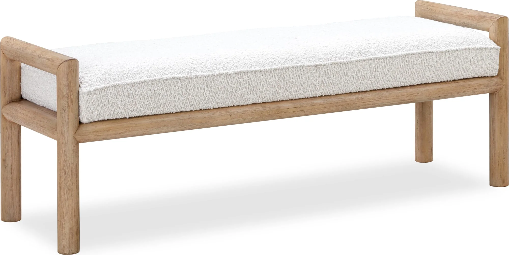 Dorsey Granola/Ricotta Boucle Upholstered Wooden Bench - Image 4