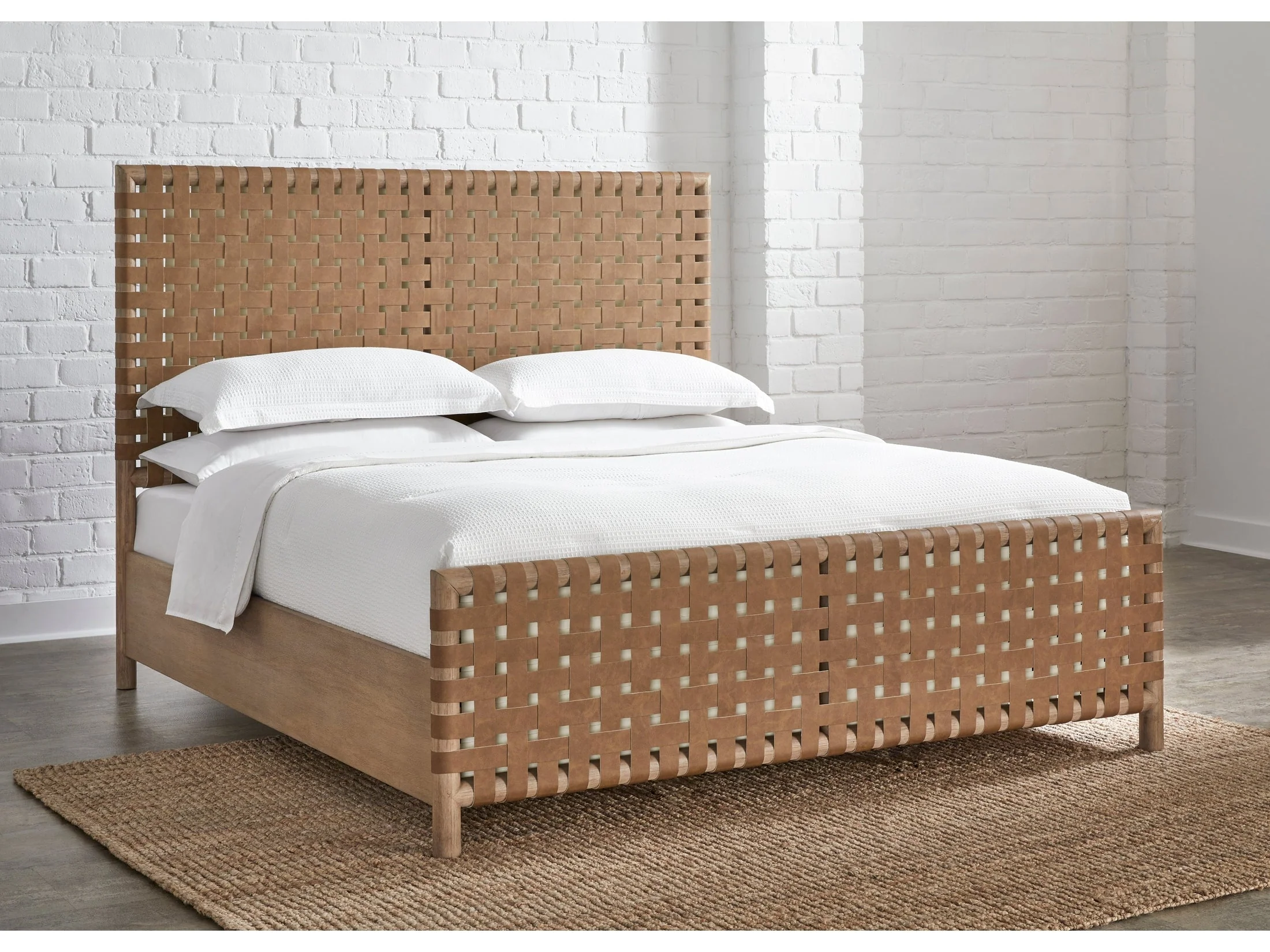 Dorsey Woven California King Panel Bed in Granola and Ginger