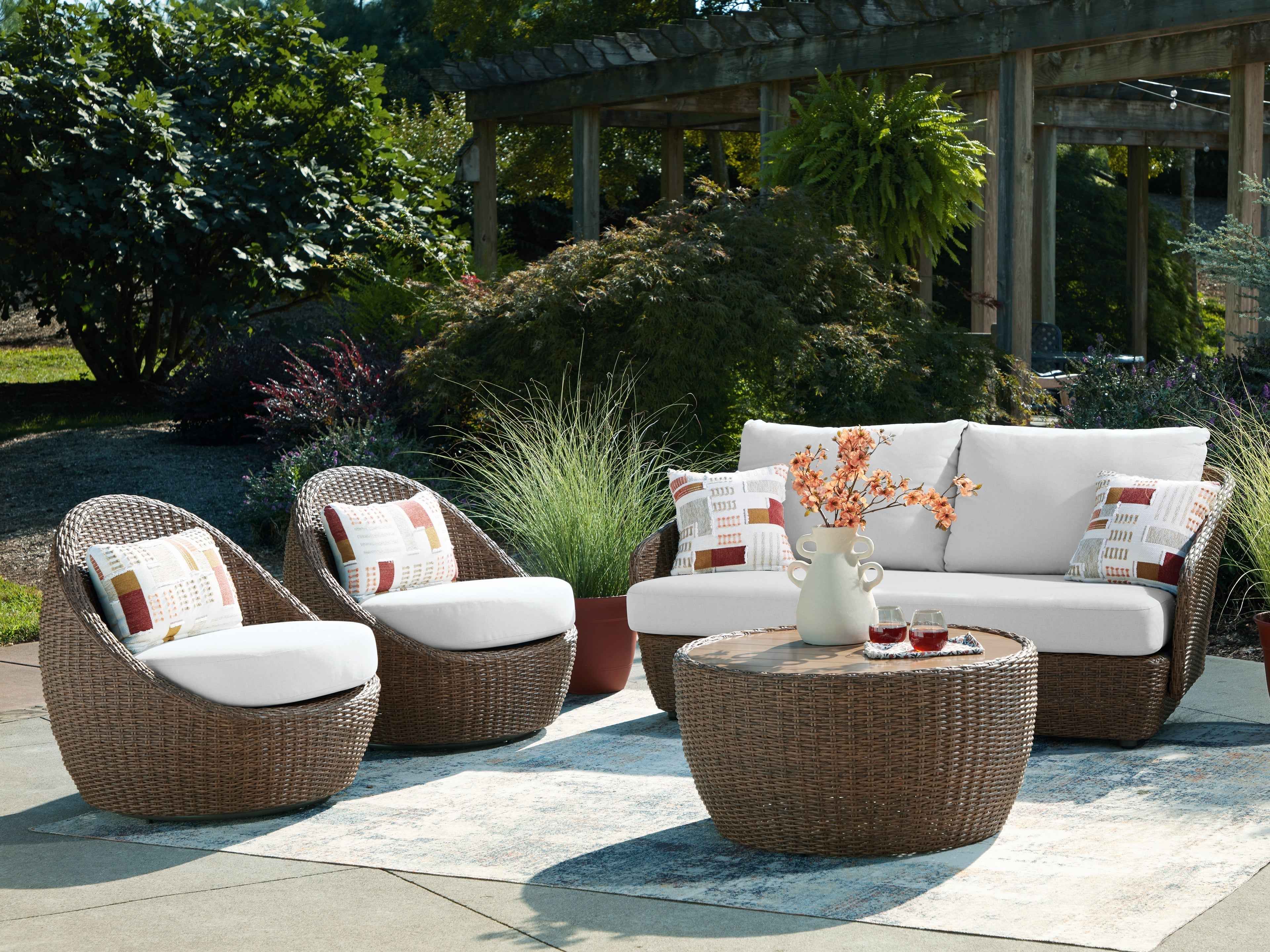 Double Point Beige Outdoor Seating Set - Image 4