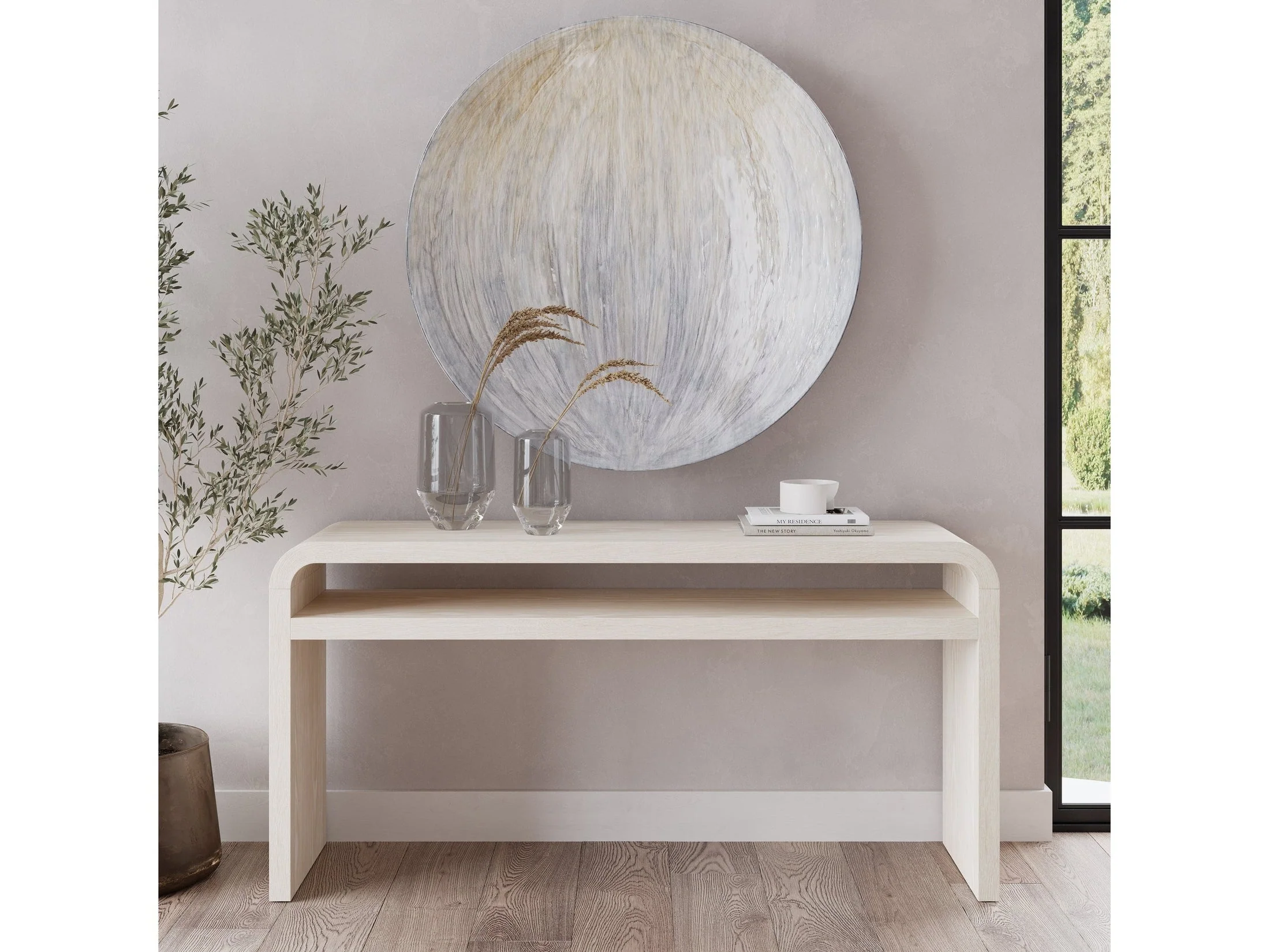 Drake Ash Wood Console Table in Sugar