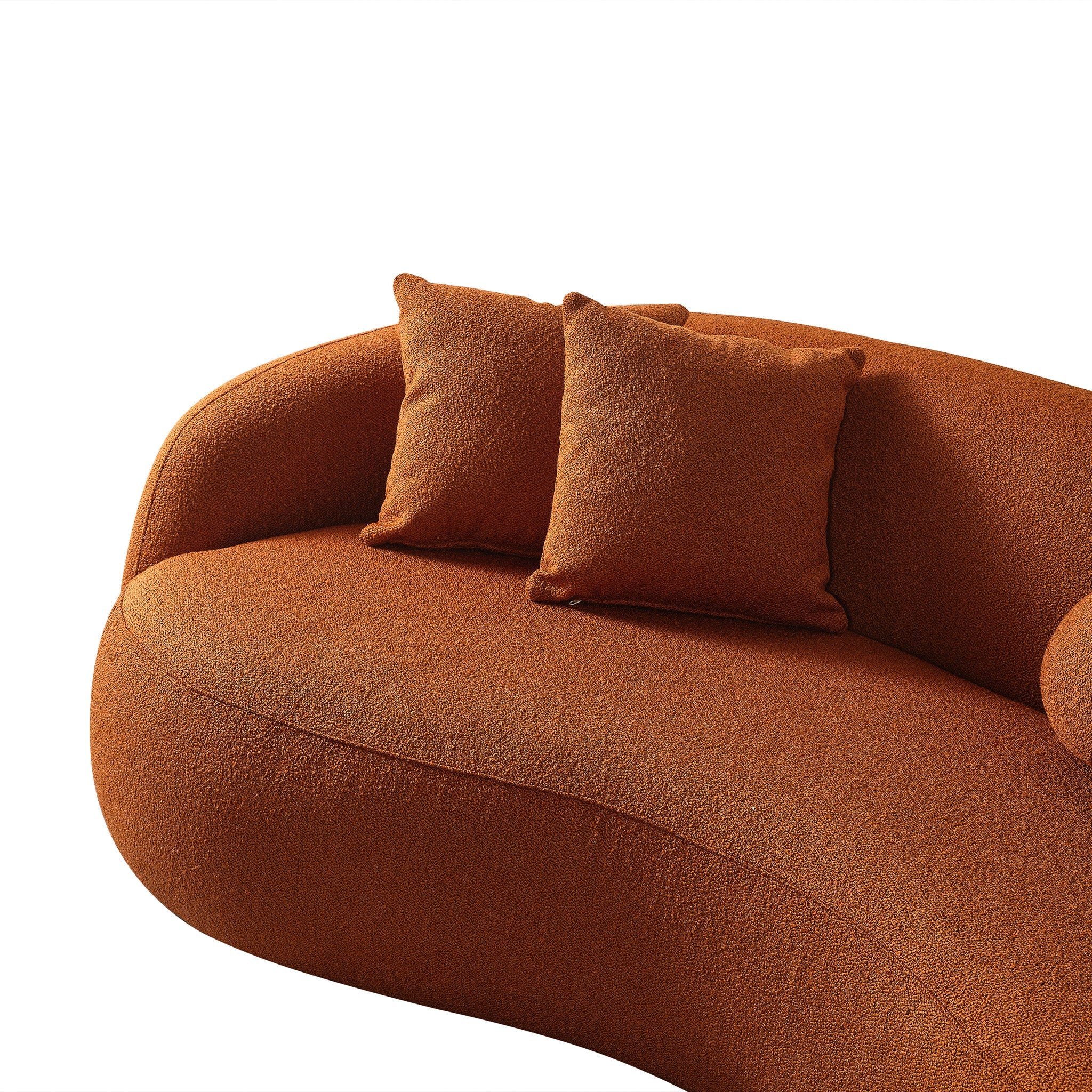 Drake Burnt Orange Japandi Style Curvy Boucle Sofa - Image 5