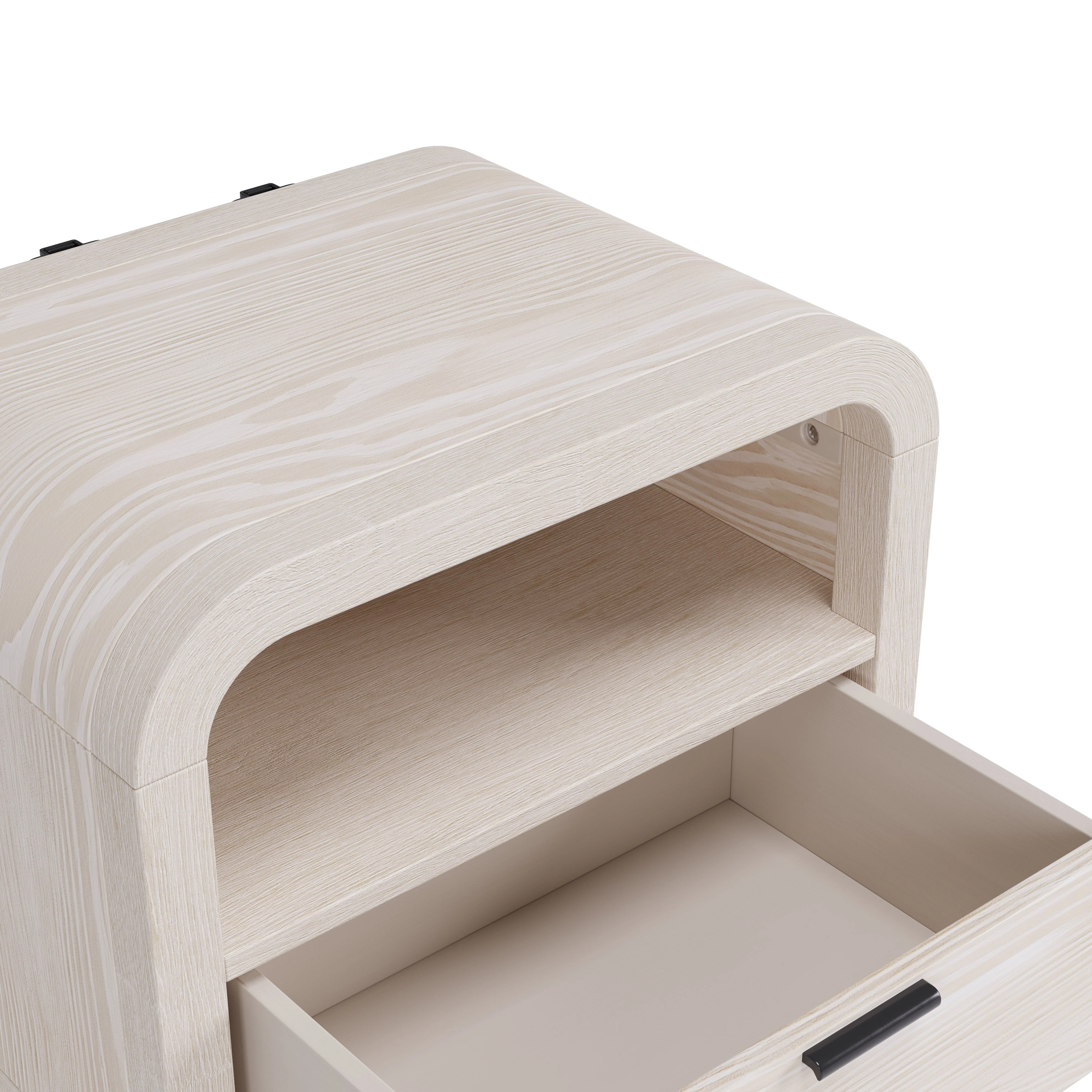 Drake One Drawer One Shelf USB-Charging Nightstand in Sugar - Image 4