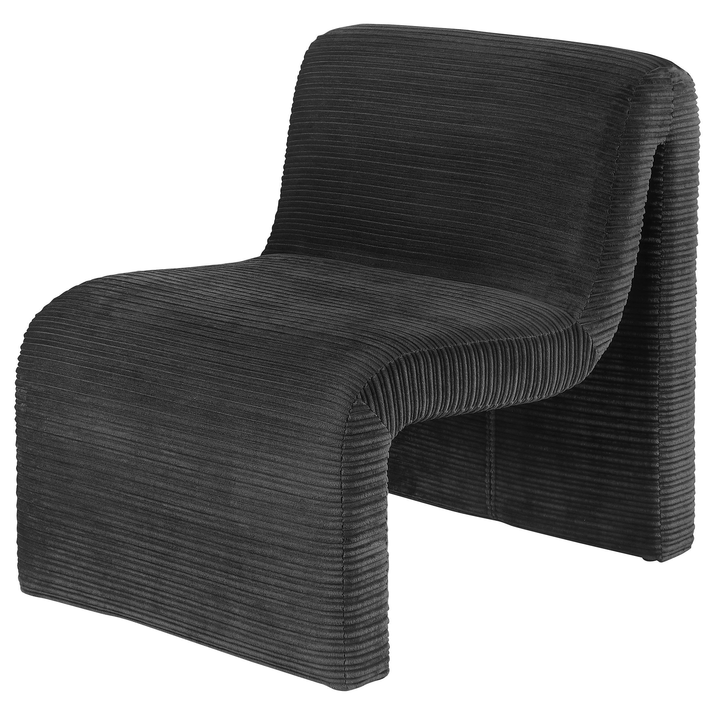 Drayton Black Upholstered Curved Armless Accent Chair - Image 4