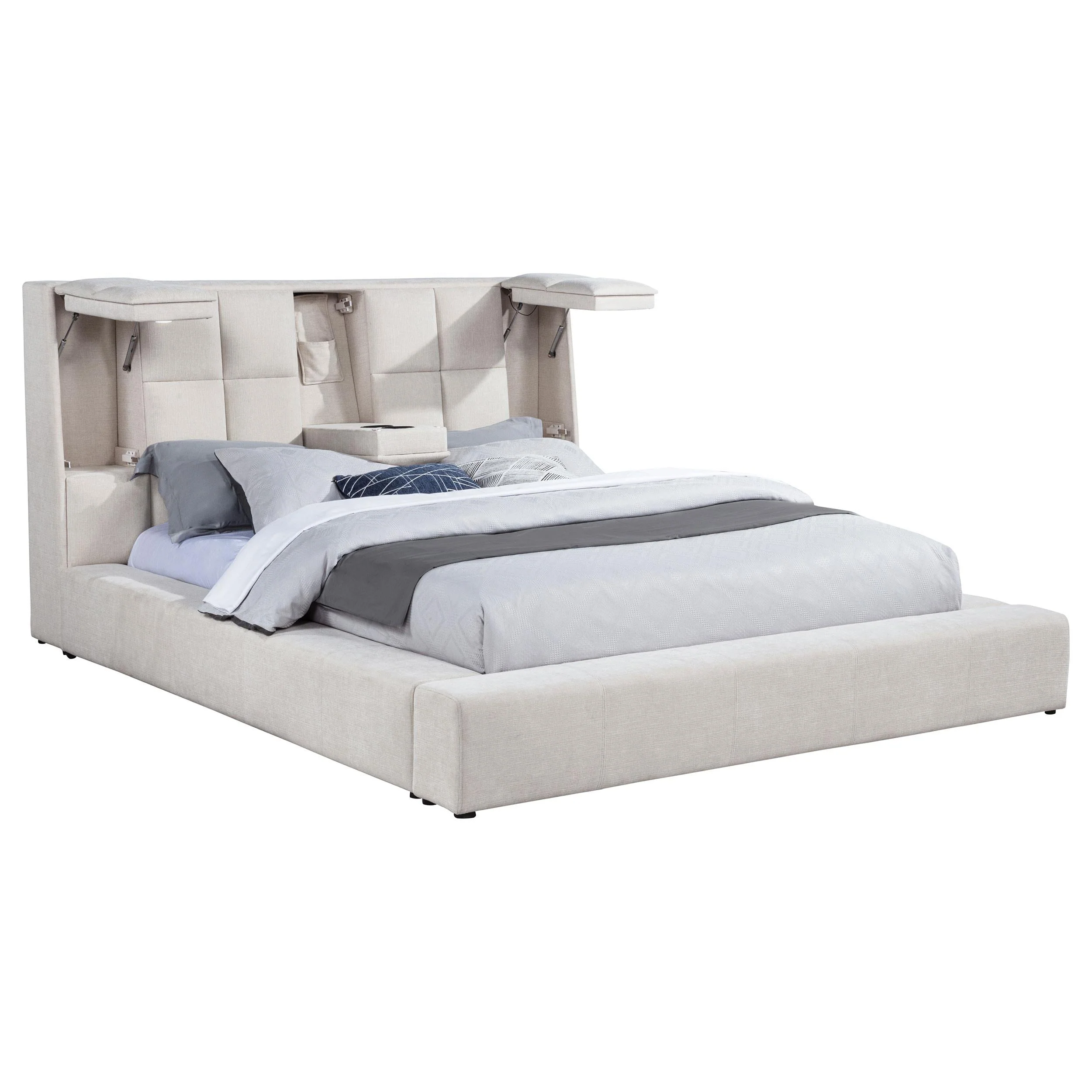 Dreux Cream Upholstered Eastern King Panel Platform Bed - Image 4