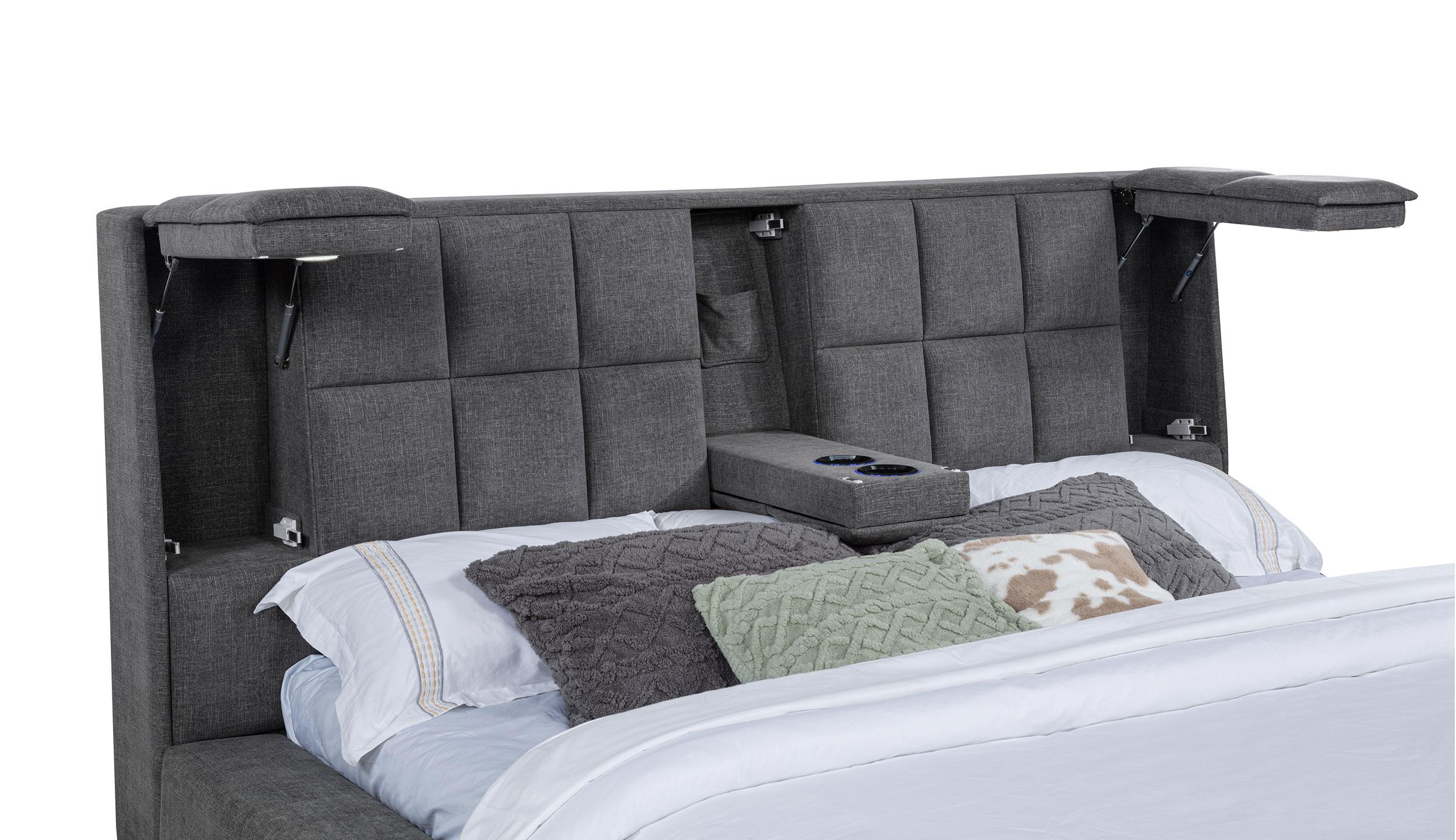 Dreux Gray Upholstered Eastern King Panel Platform Bed - Image 10