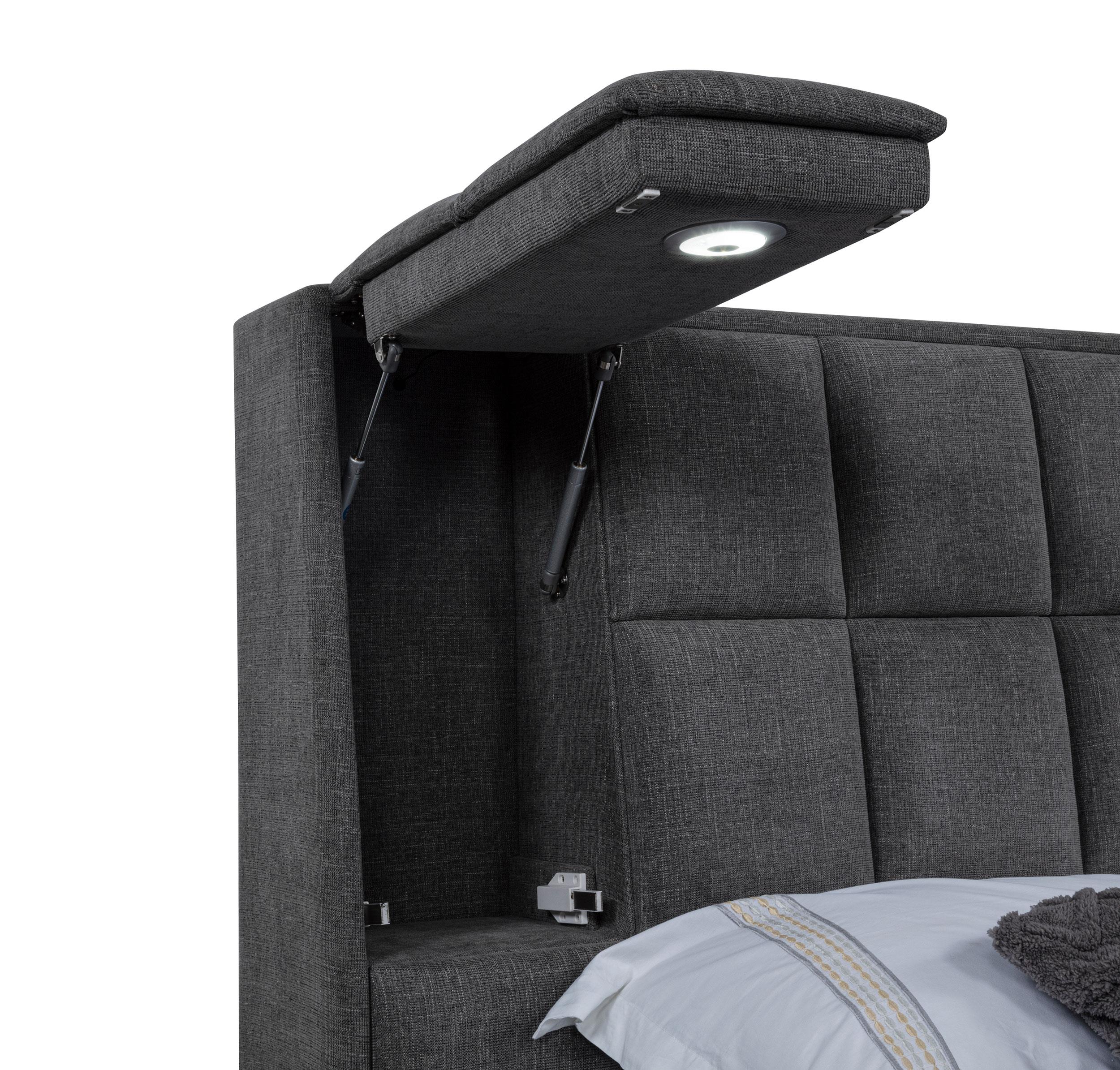 Dreux Gray Upholstered Eastern King Panel Platform Bed - Image 11