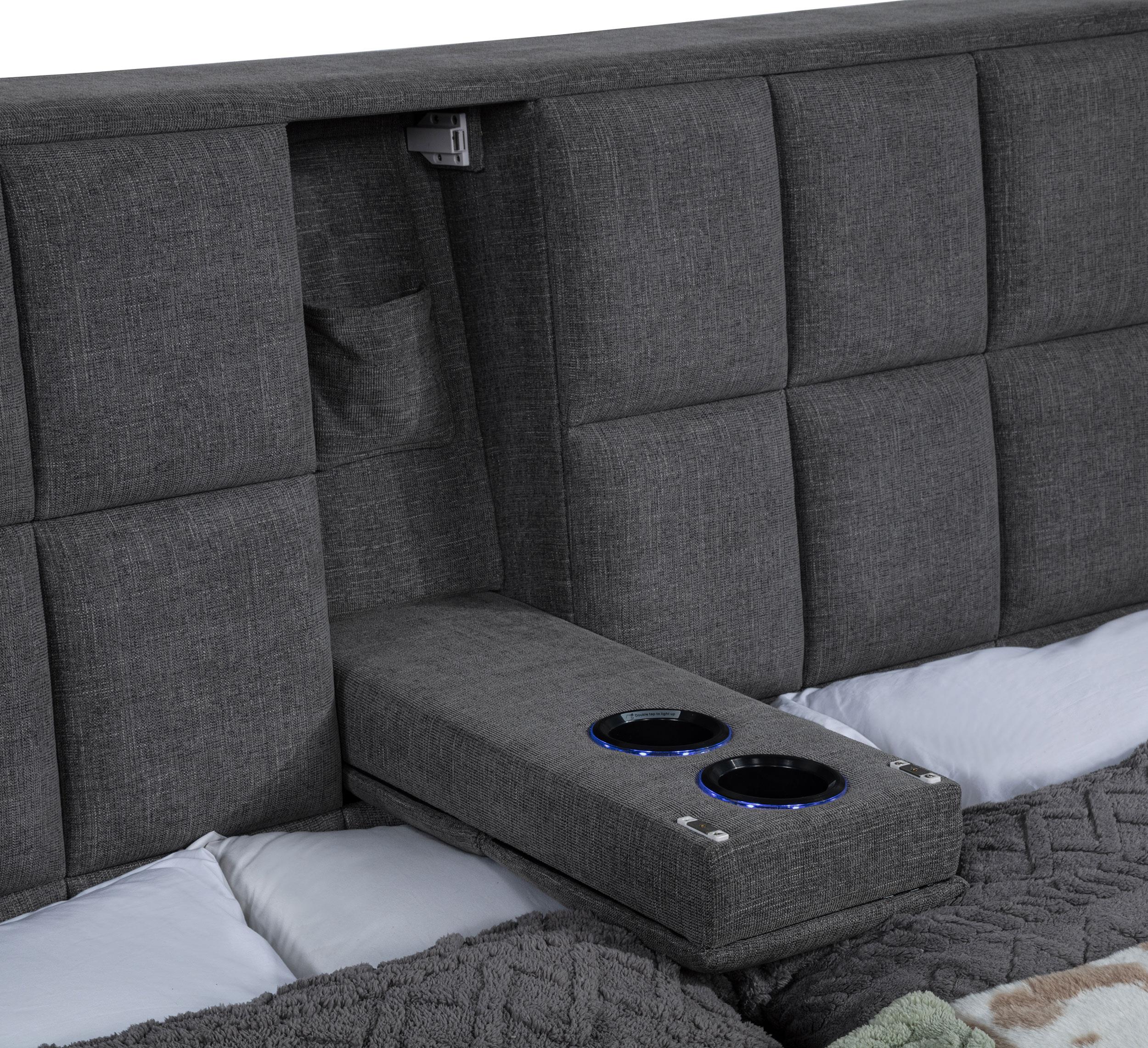 Dreux Gray Upholstered Eastern King Panel Platform Bed - Image 12