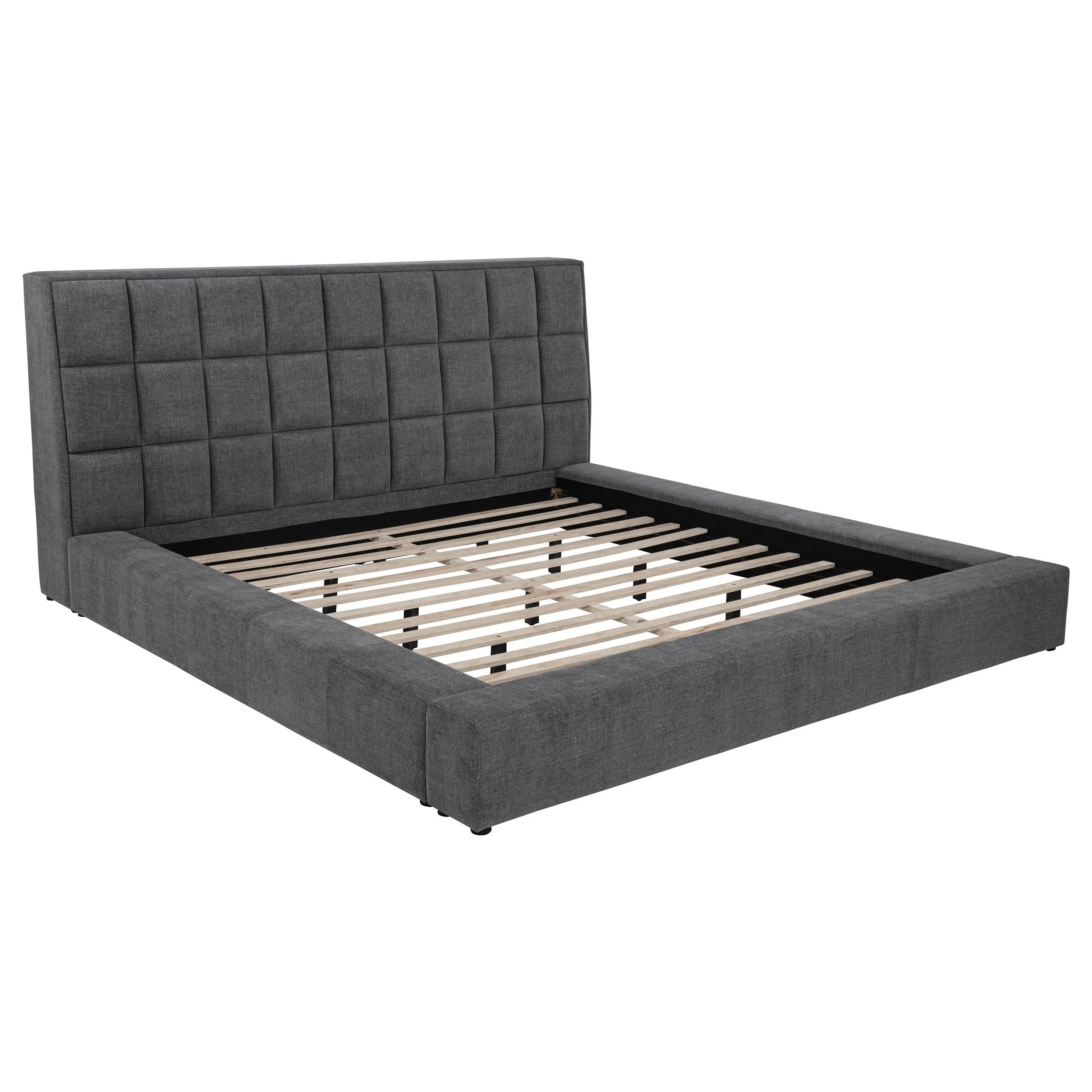 Dreux Gray Upholstered Eastern King Panel Platform Bed - Image 3