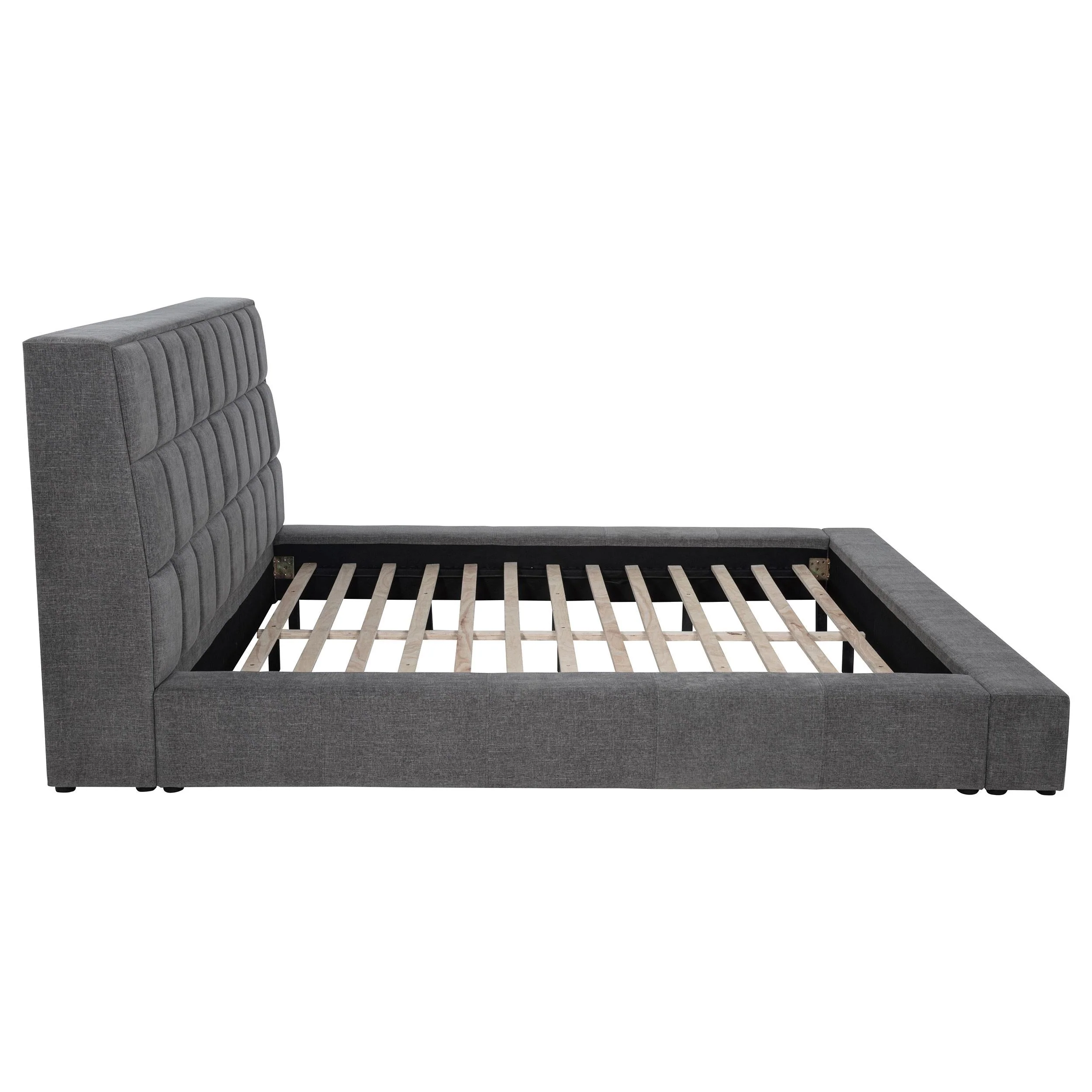 Dreux Gray Upholstered Eastern King Panel Platform Bed - Image 8