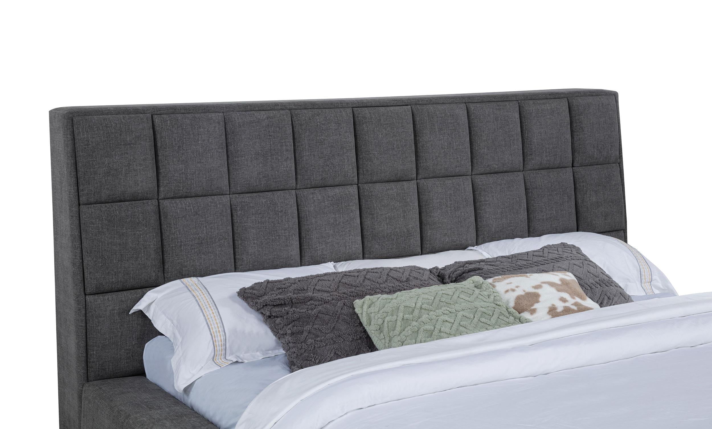 Dreux Gray Upholstered Eastern King Panel Platform Bed - Image 9