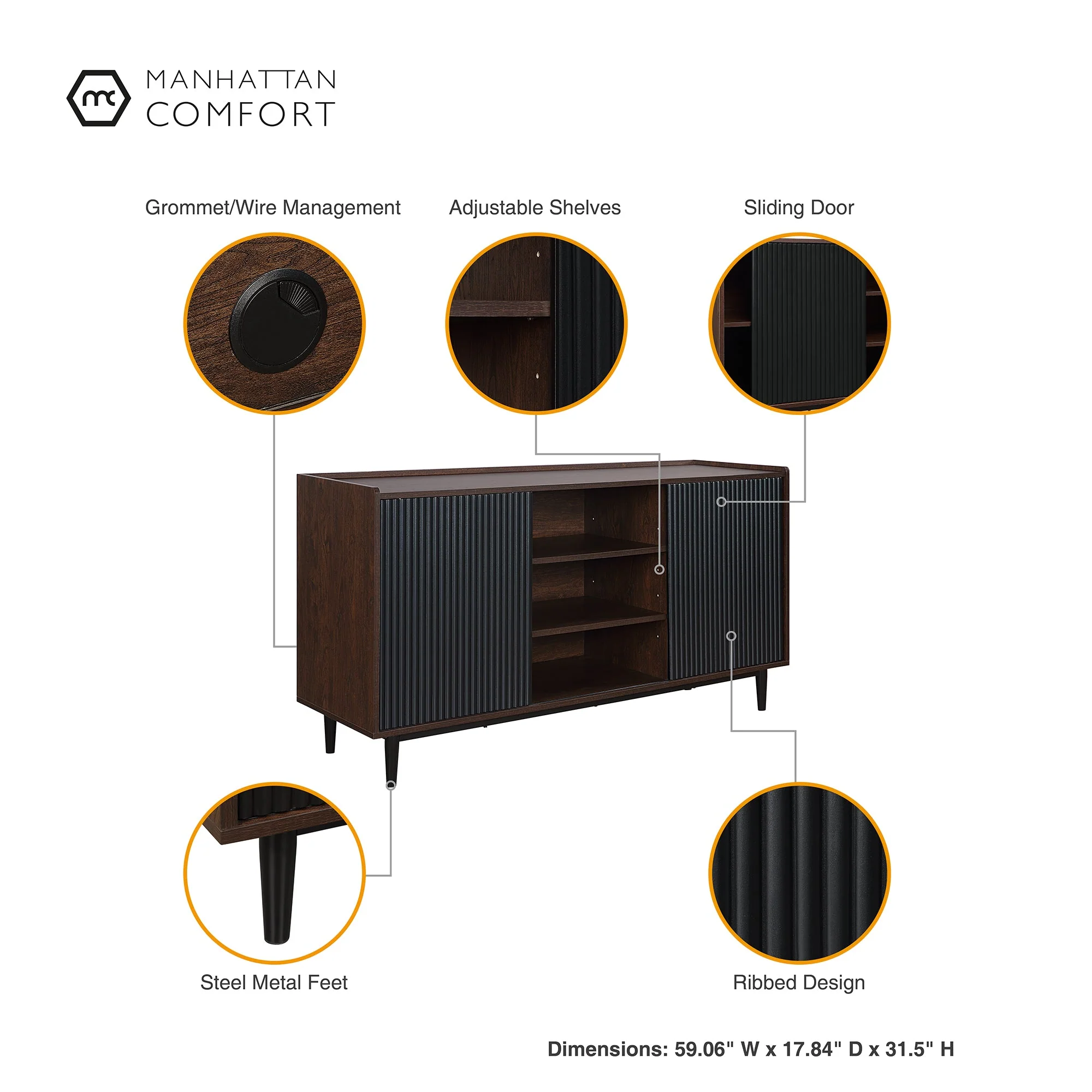 Duane 4 Piece Living Room Set in Dark Brown and Black - Image 9