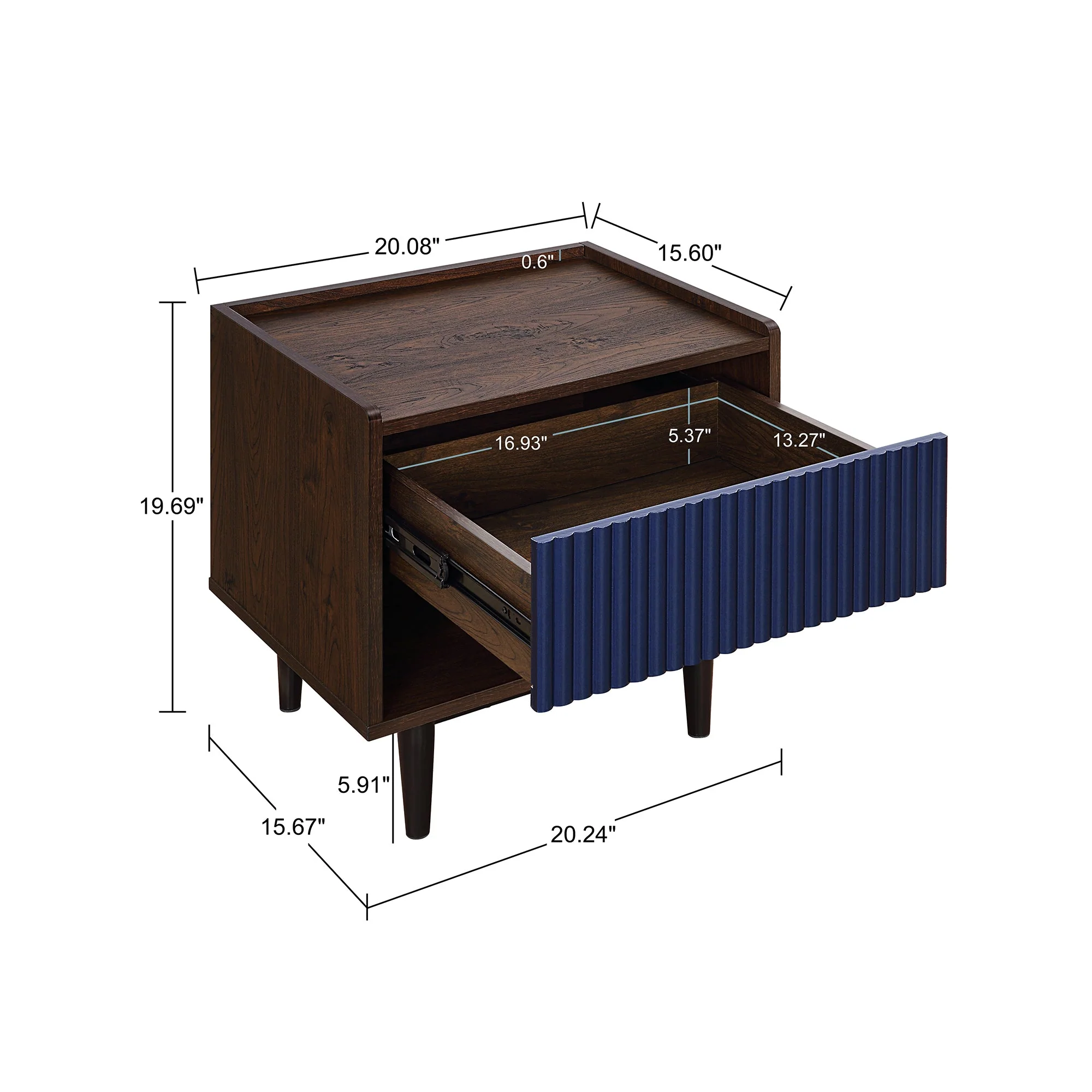 Duane Nightstand in Dark Brown and Navy Blue - Image 3
