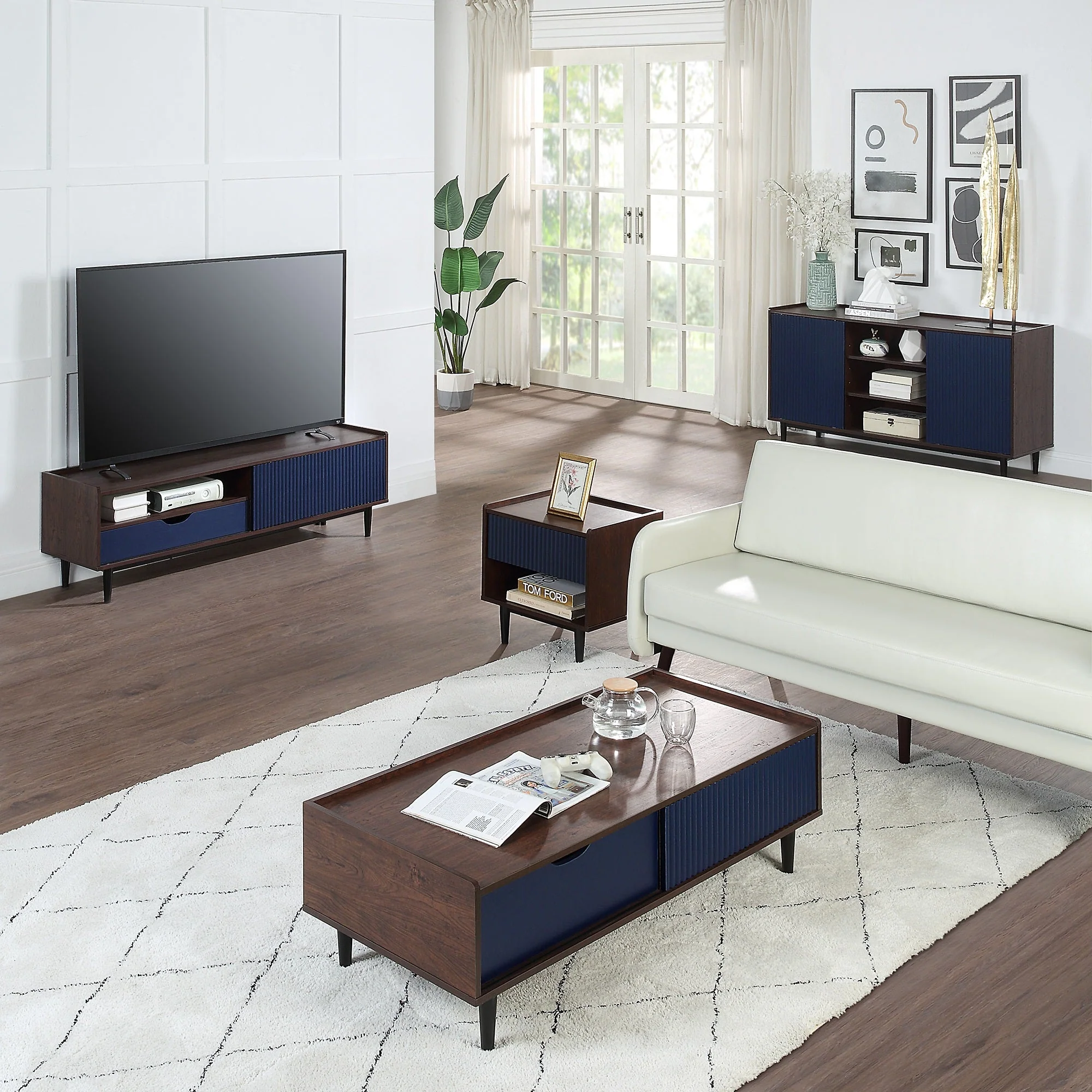 Duane Sideboard in Dark Brown and Navy Blue - Image 13