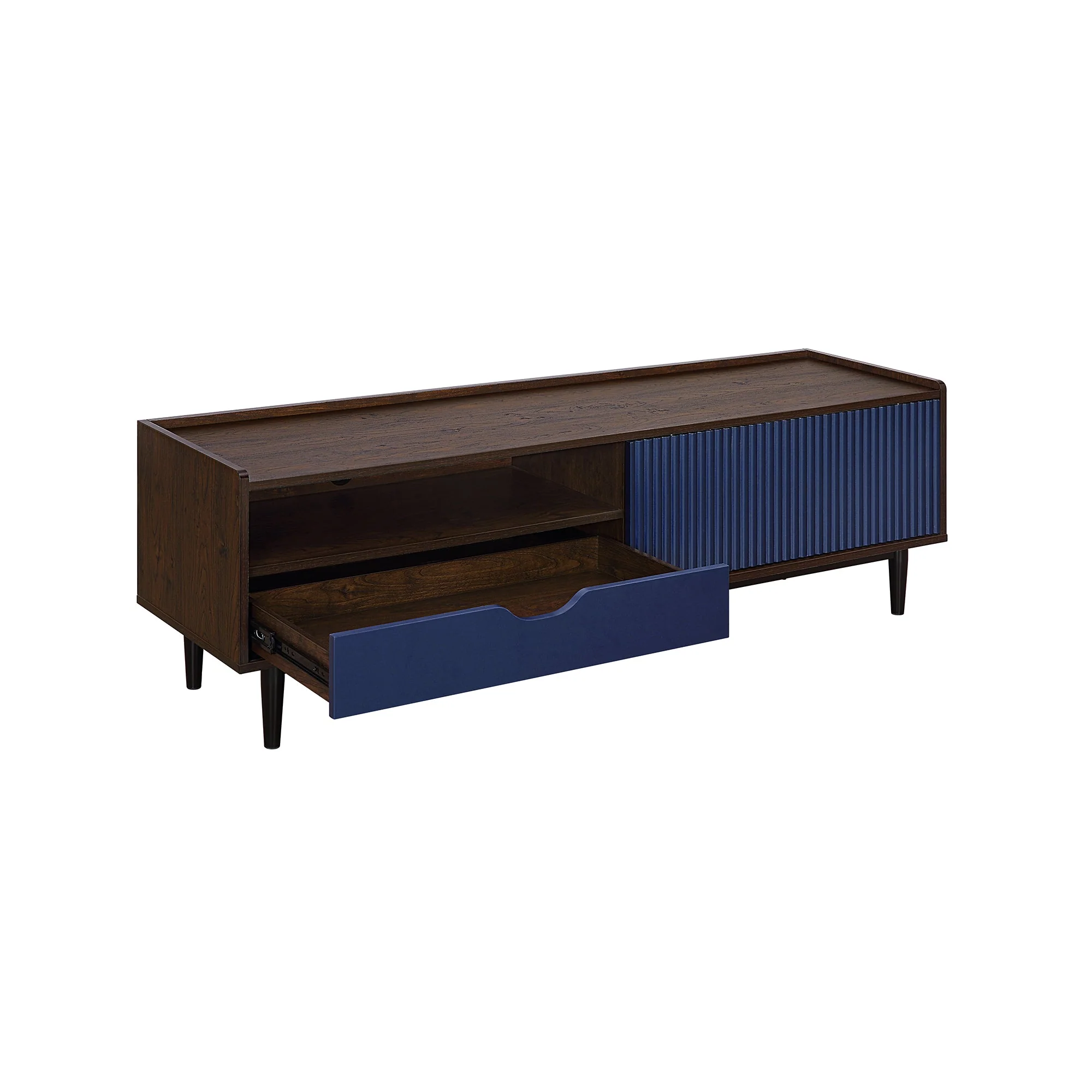 Duane TV Stand in Dark Brown and Navy Blue - Image 5