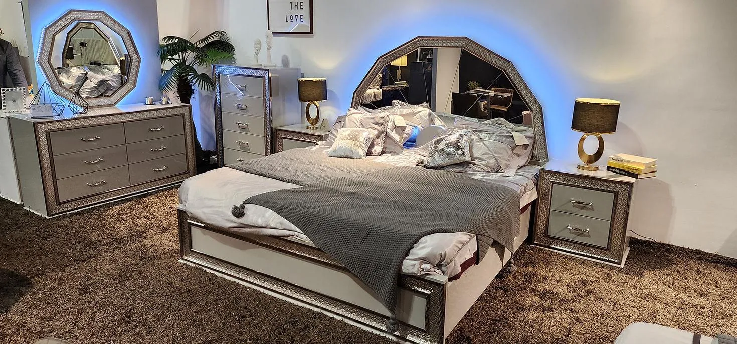 Dubai Metallic Silver Bedroom Set - Image 2