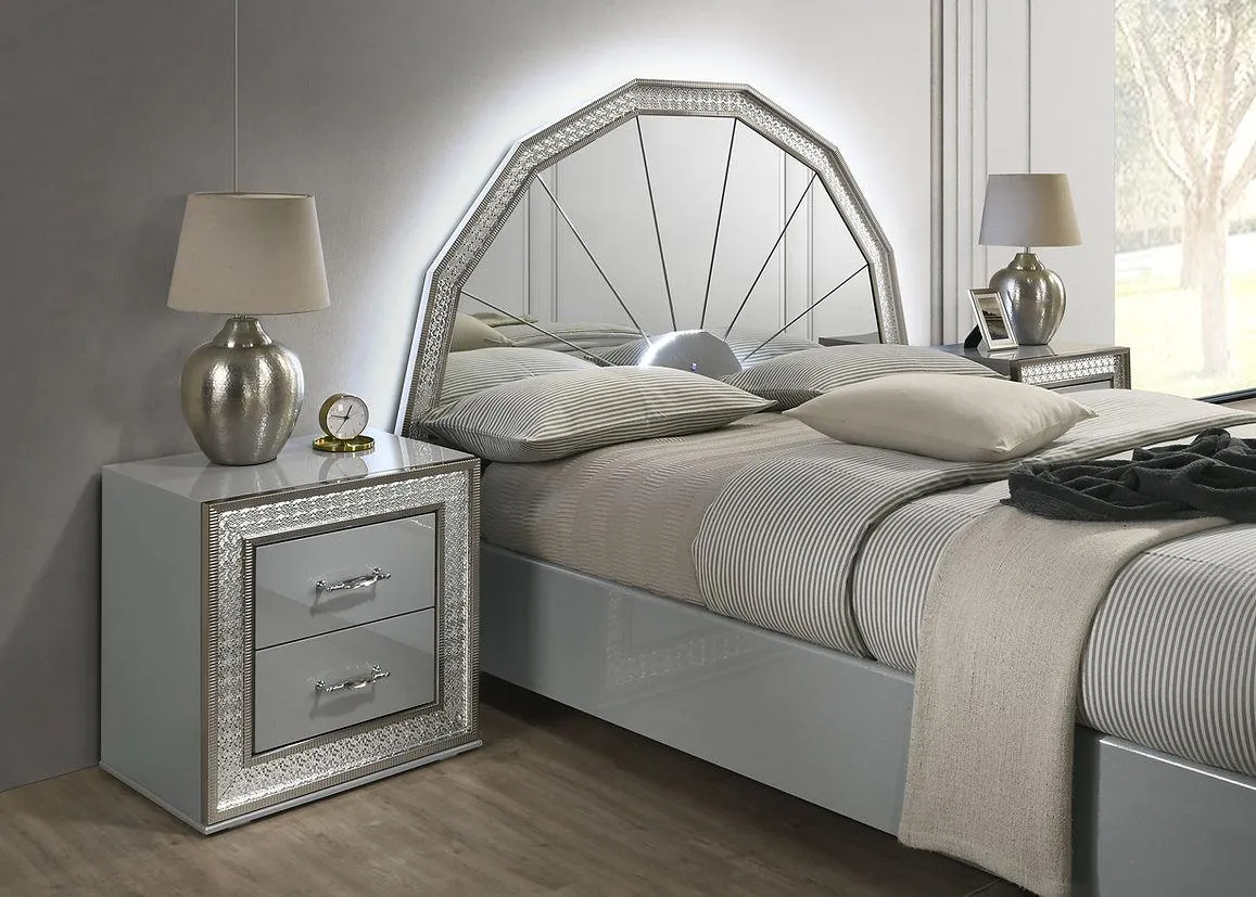 Dubai Metallic Silver Bedroom Set - Image 6