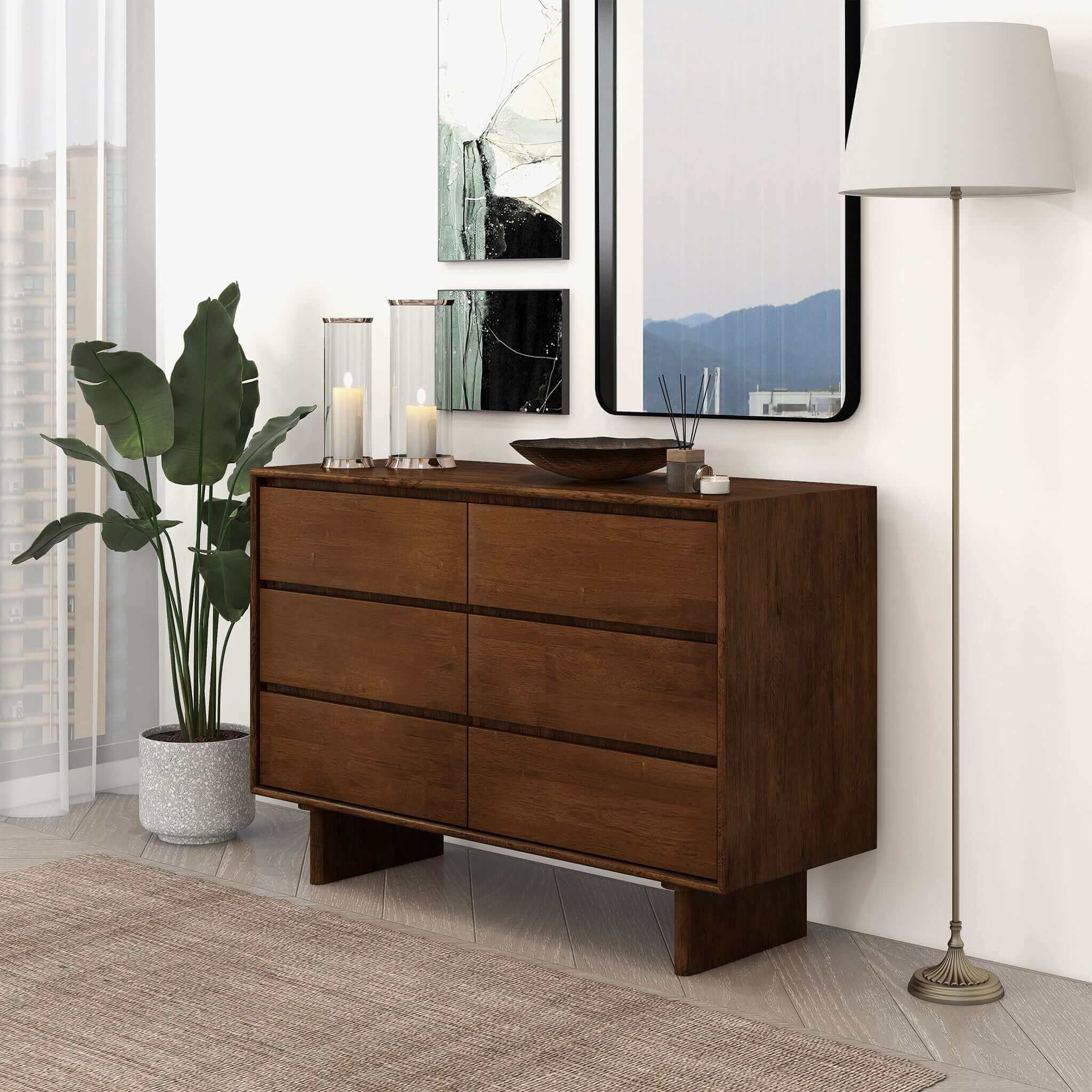 Dubrovnik Mid Century Modern Walnut Dresser With 6 Drawers - Image 2