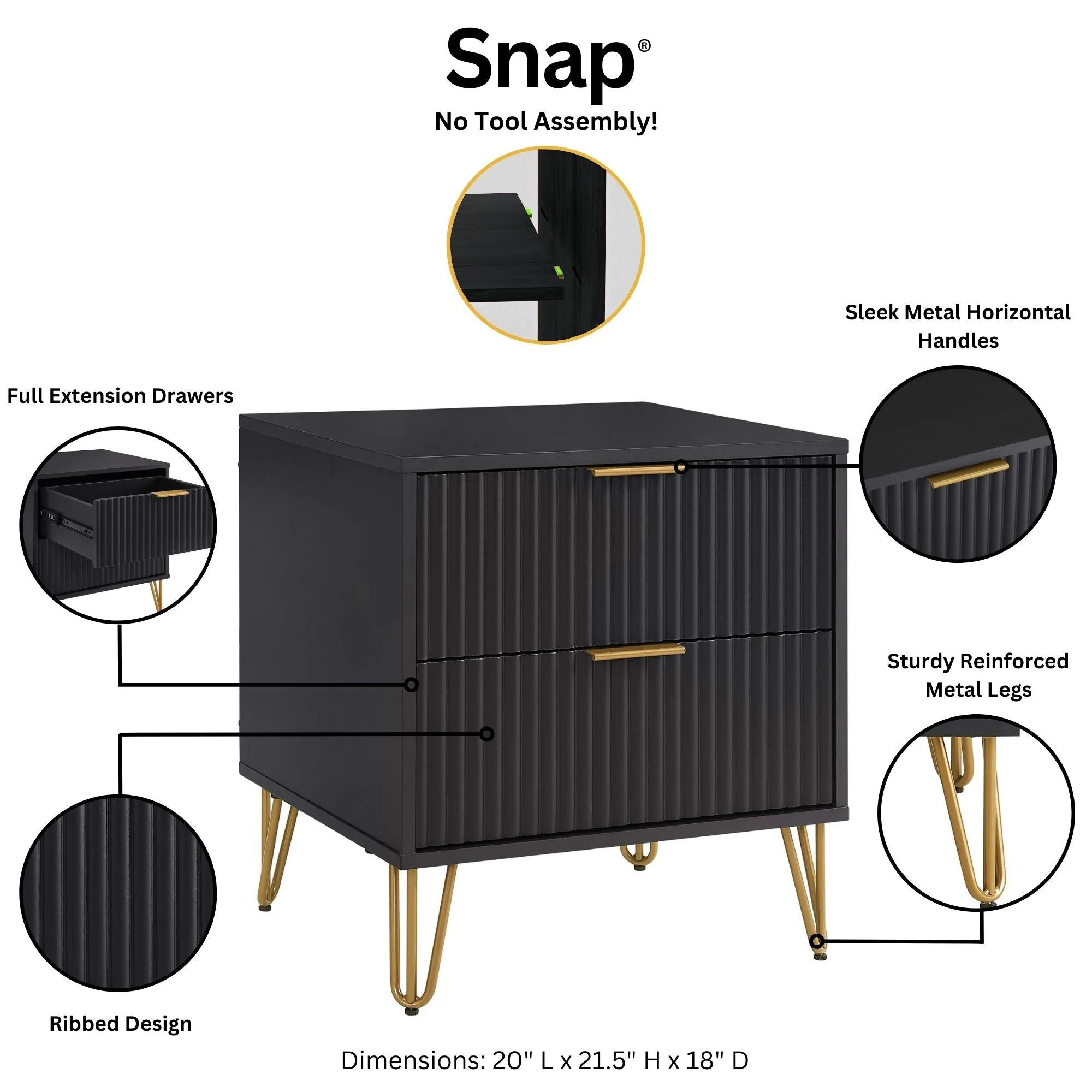 DUMBO 2.0 Nightstand in Black (set of 2) - Image 4