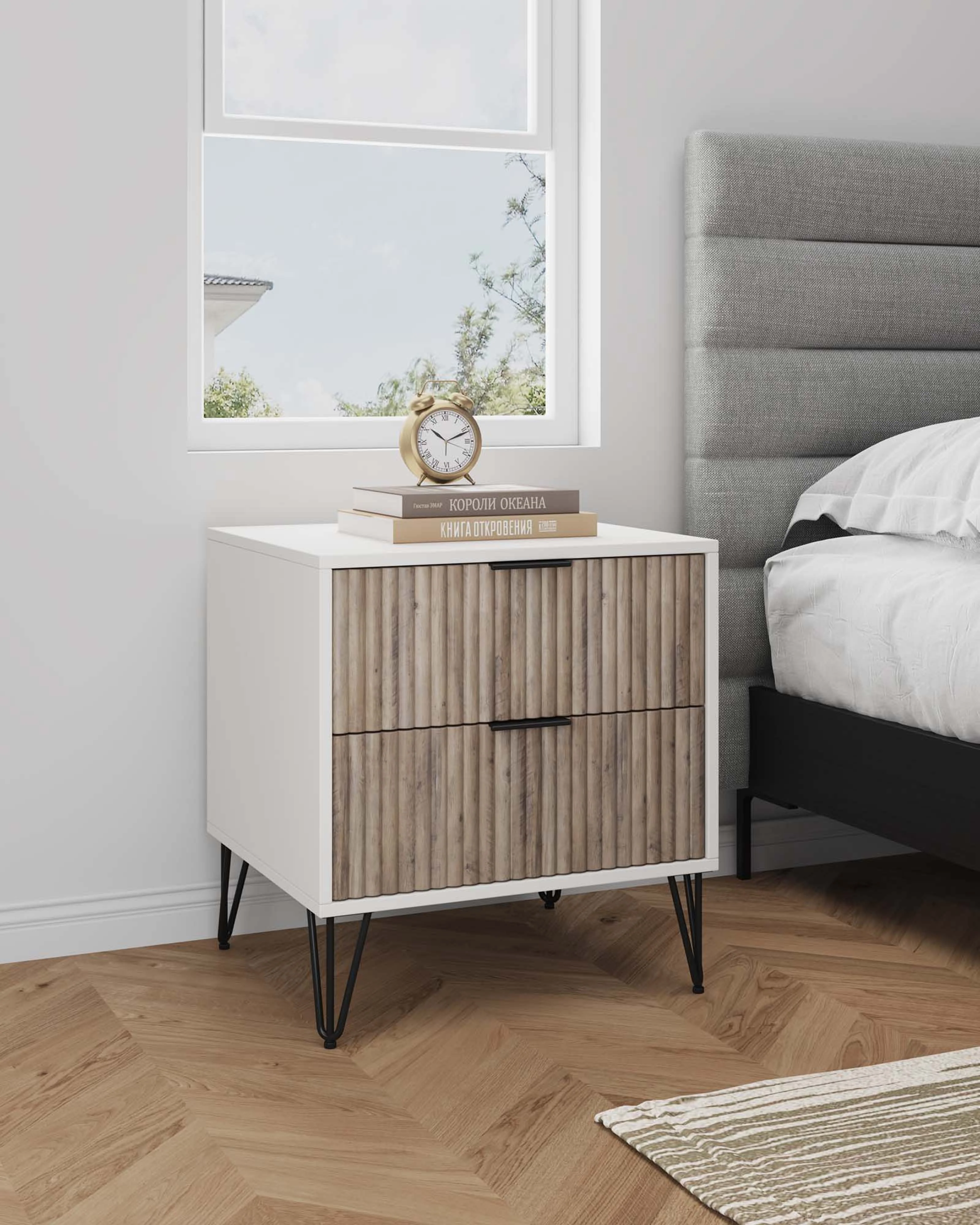 DUMBO 2.0 Nightstand in White and Rustic Grey - Image 2