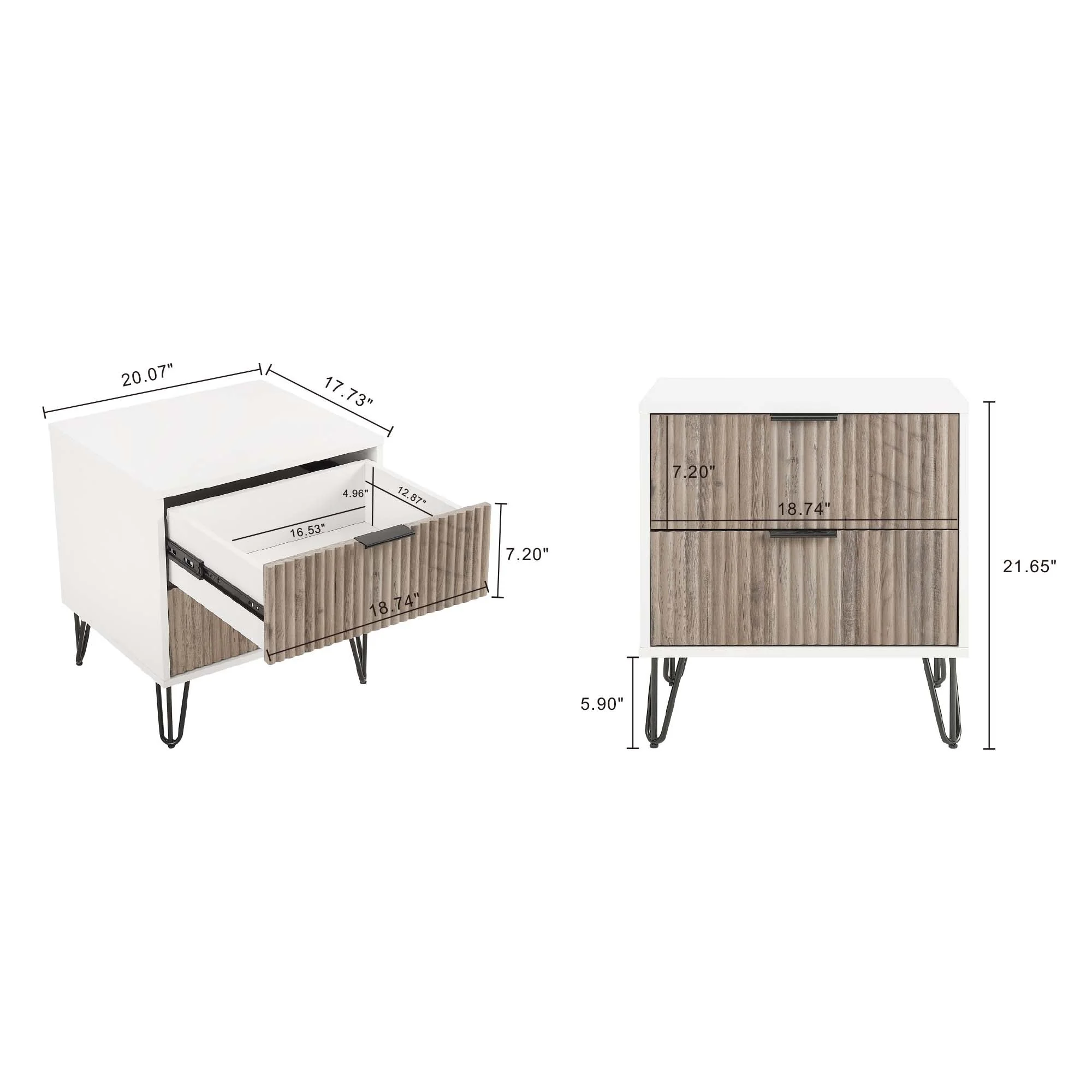 DUMBO 2.0 Nightstand in White and Rustic Grey - Image 3