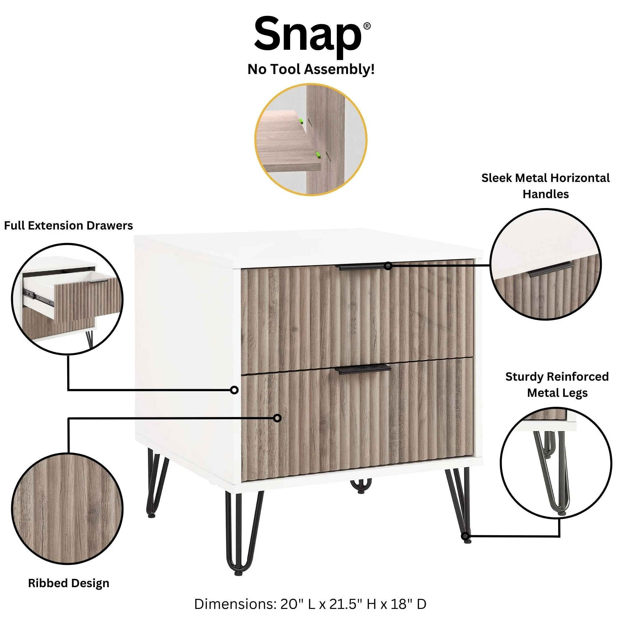 DUMBO 2.0 Nightstand in White and Rustic Grey - Image 4
