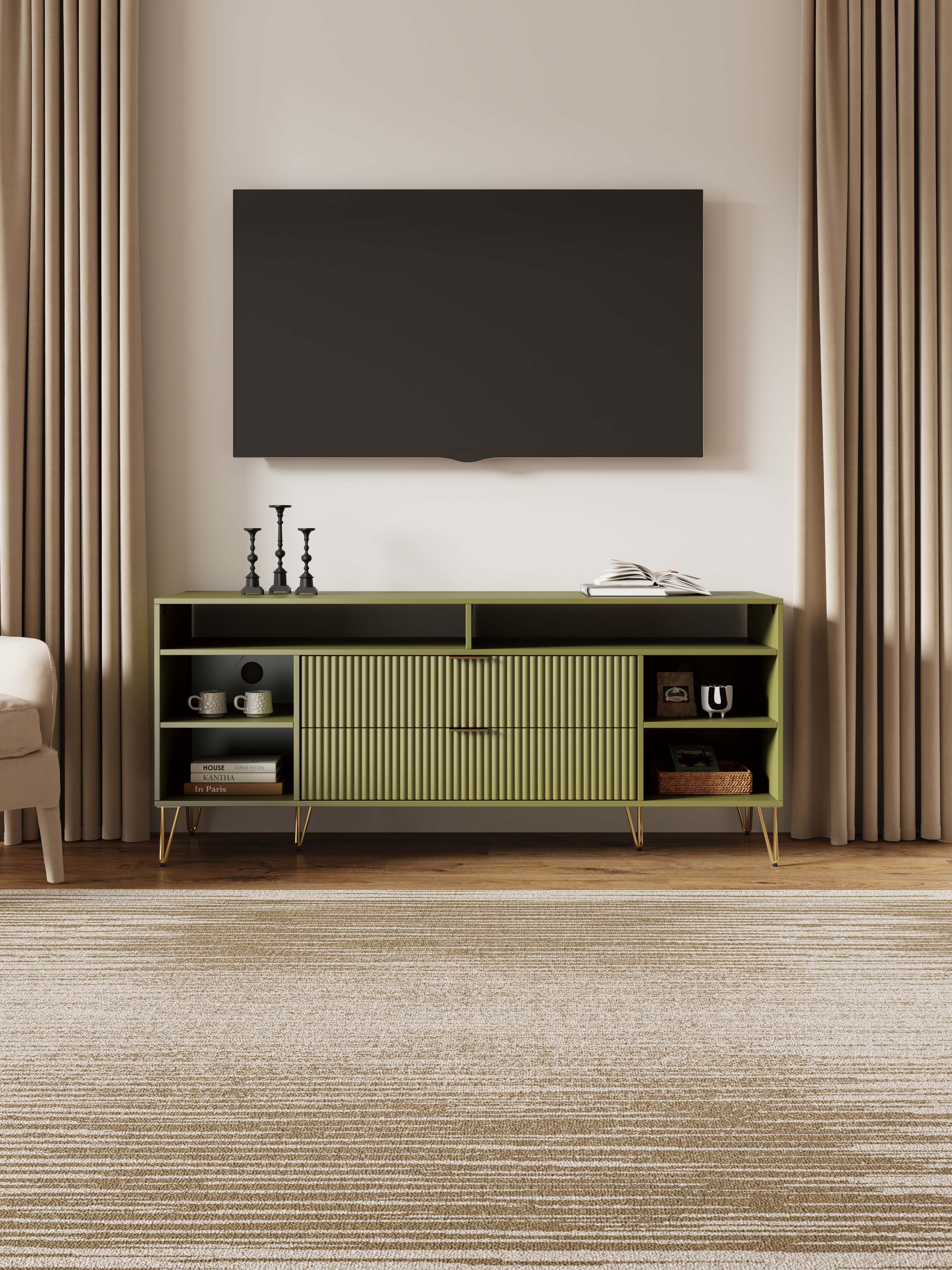 DUMBO 63" TV Stand in Olive Green - Image 2
