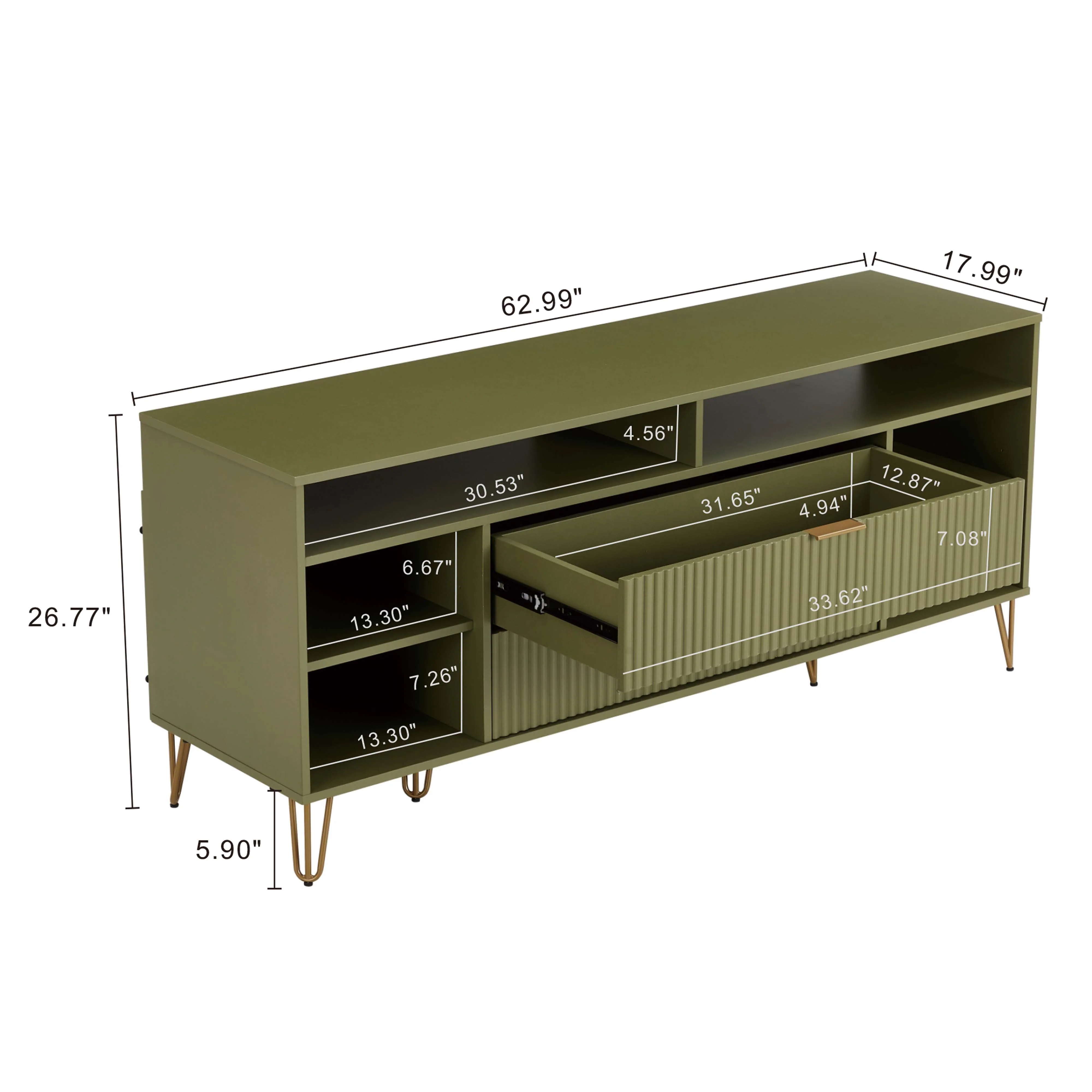 DUMBO 63" TV Stand in Olive Green - Image 3