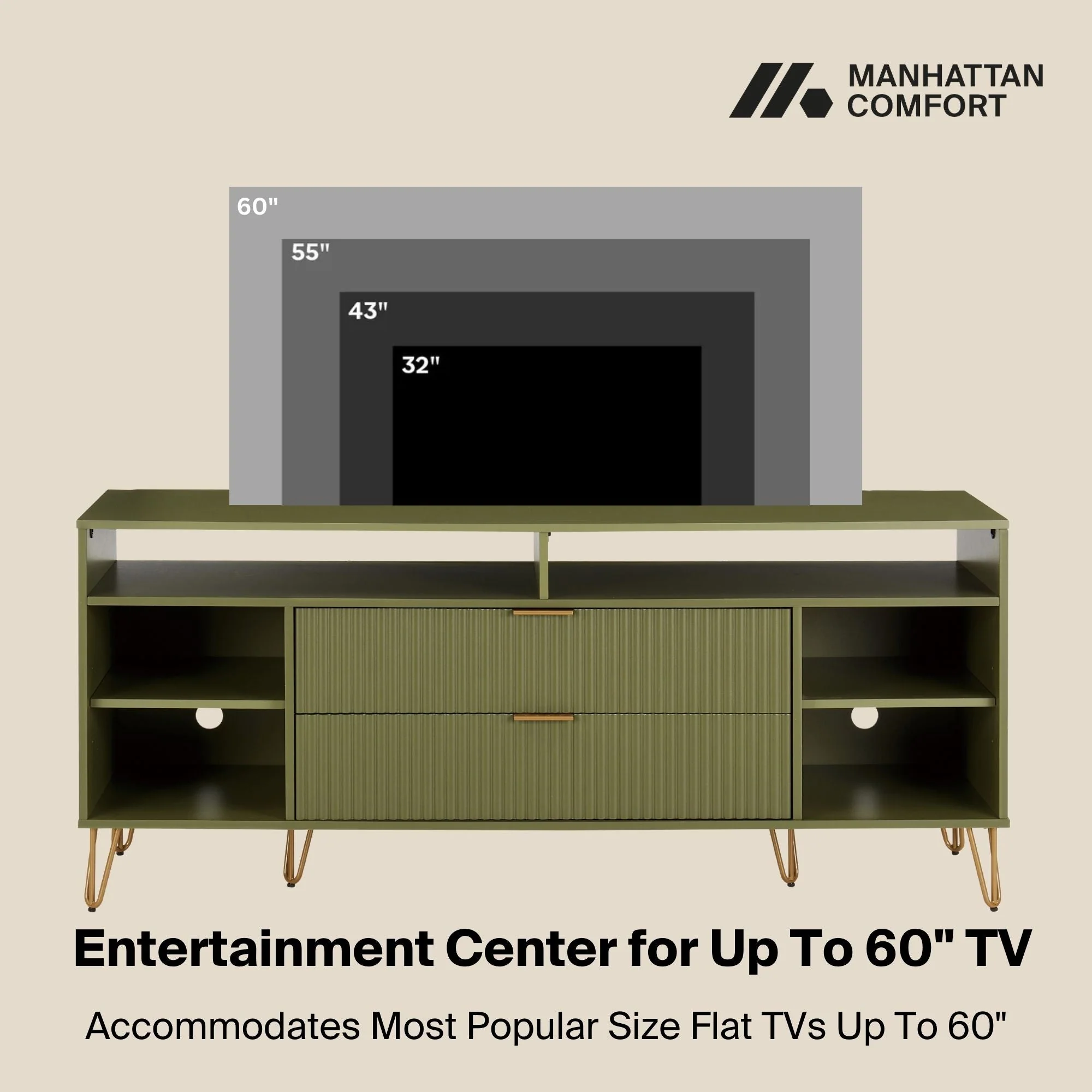 DUMBO 63" TV Stand in Olive Green - Image 5