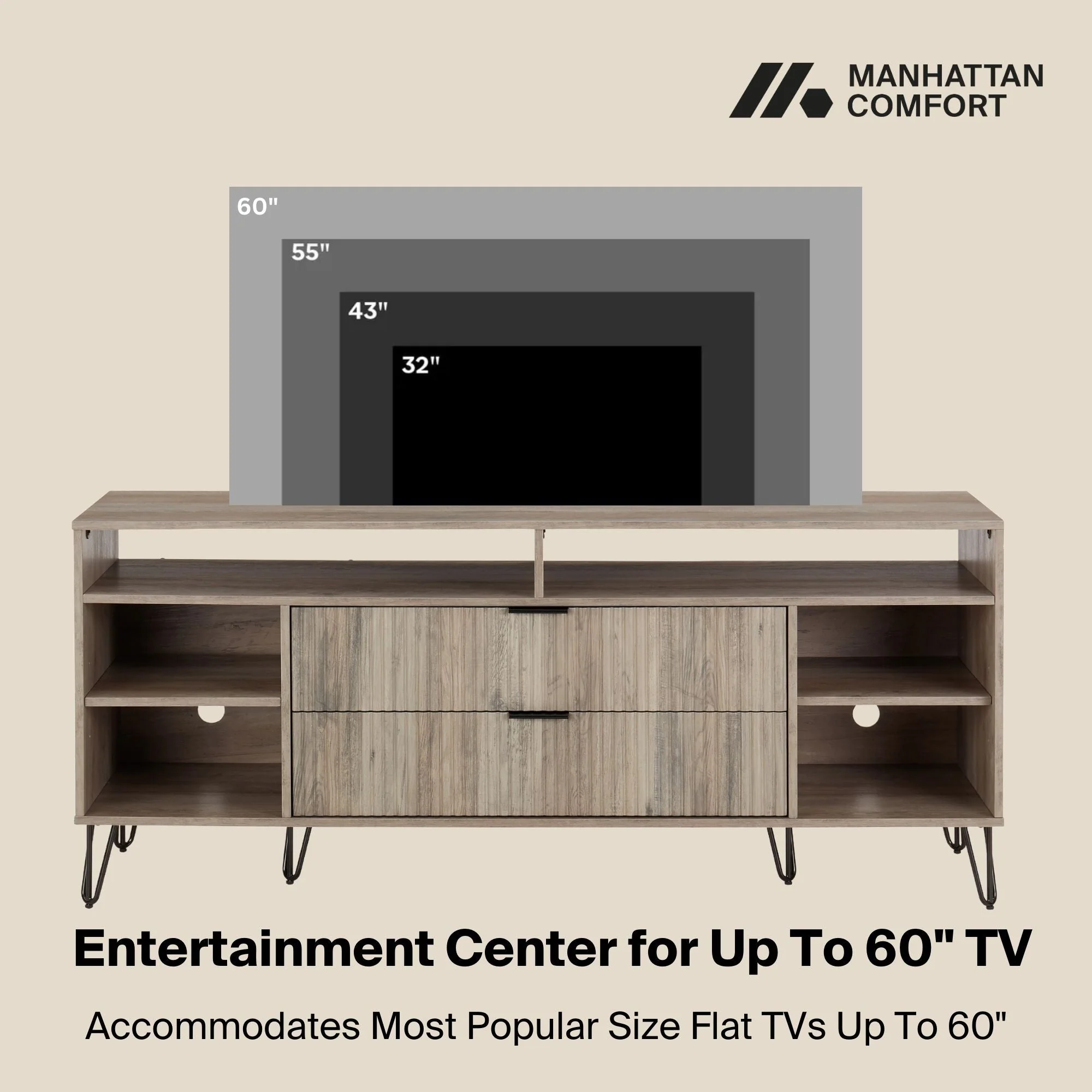 DUMBO 63" TV Stand in Rustic Grey - Image 5