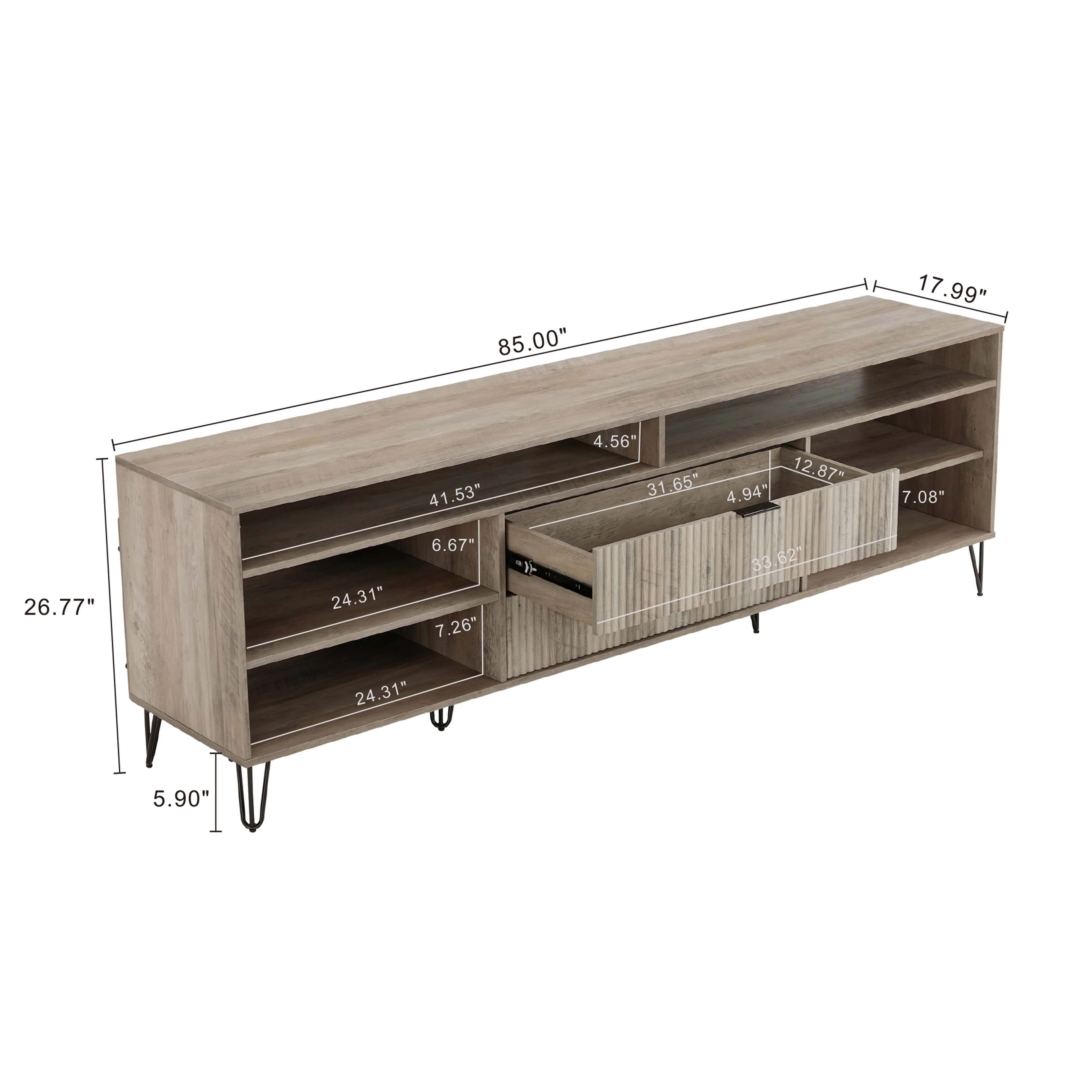 DUMBO 85" TV Stand in Golden Brown - Image 3