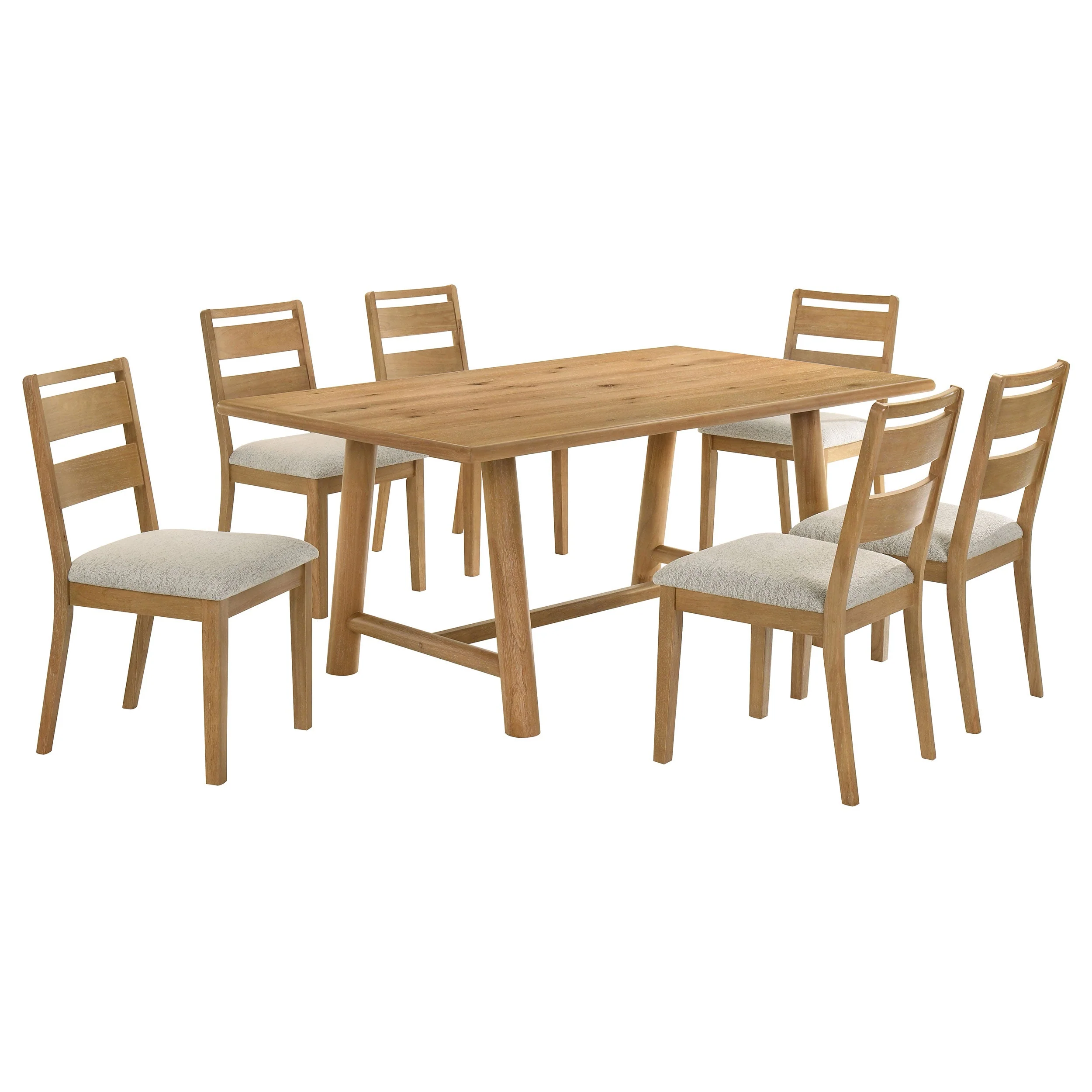 Duncan Washed Oak 7-piece Rectangular Wood Dining Table Set - Image 2
