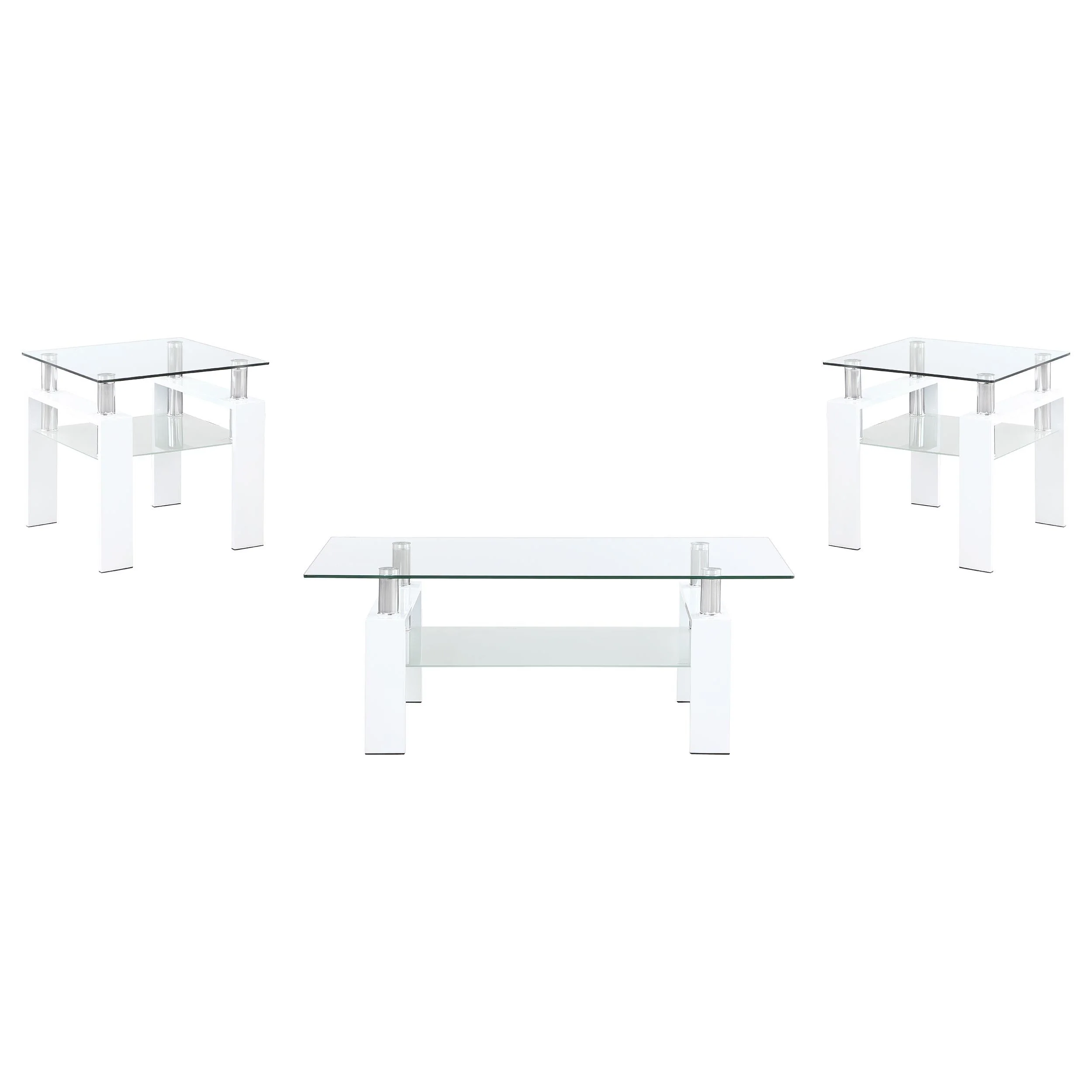 Dyer White 3-Piece Rectangular Coffee and End Table Set - Image 2