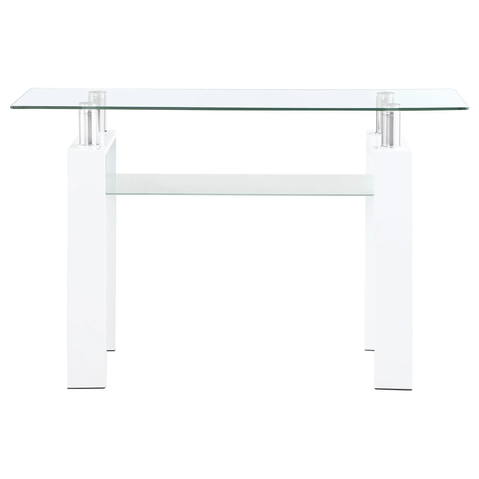 Dyer White Rectangular Glass Top Sofa Table With Shelf - Image 2