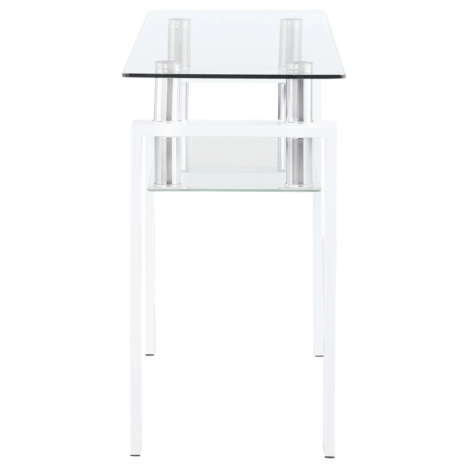Dyer White Rectangular Glass Top Sofa Table With Shelf - Image 3