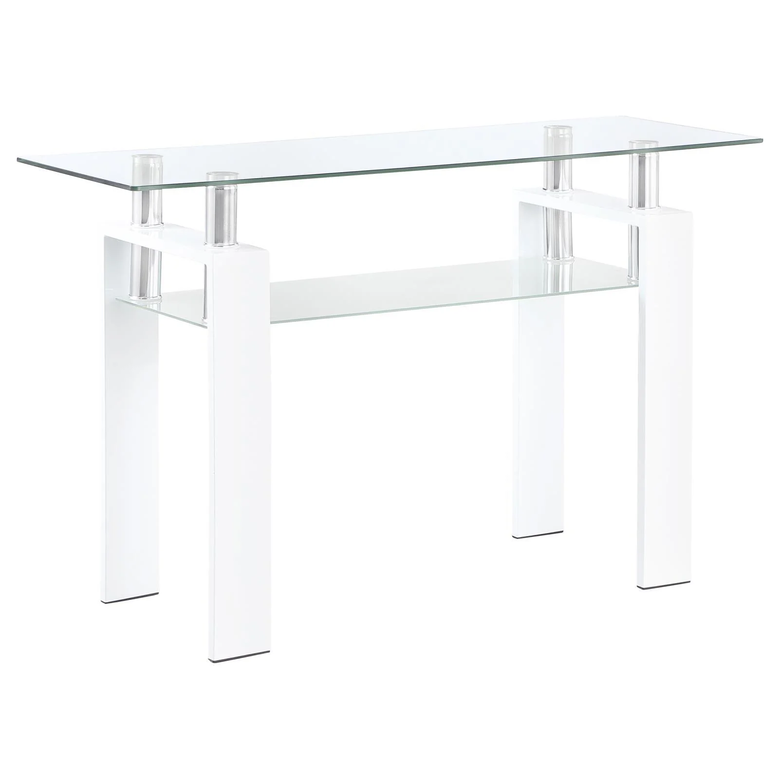 Dyer White Rectangular Glass Top Sofa Table With Shelf - Image 7