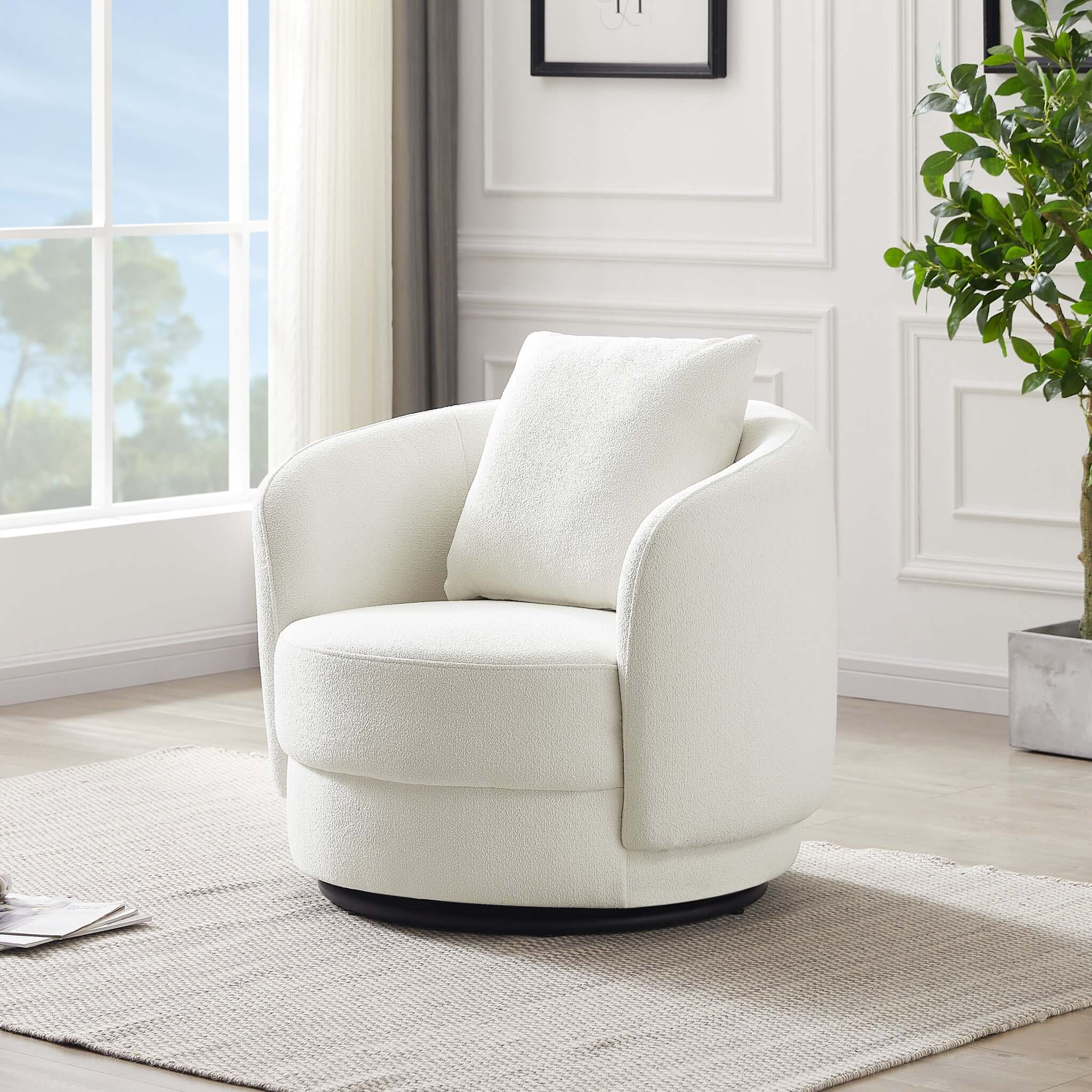 Dylan Beige Boucle Lounge Chair - Image 3