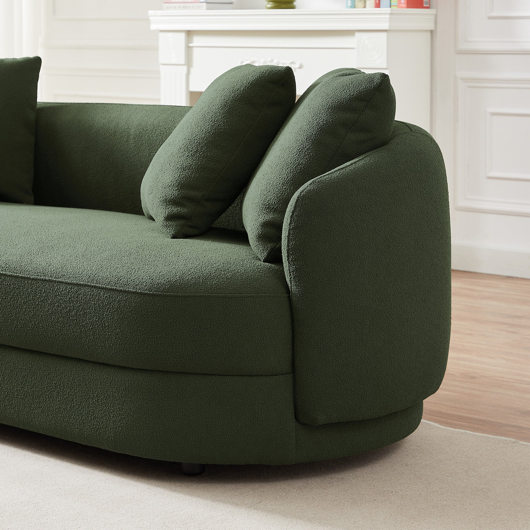 Dylan Modern French Olive Green Boucle Sofa - Image 3