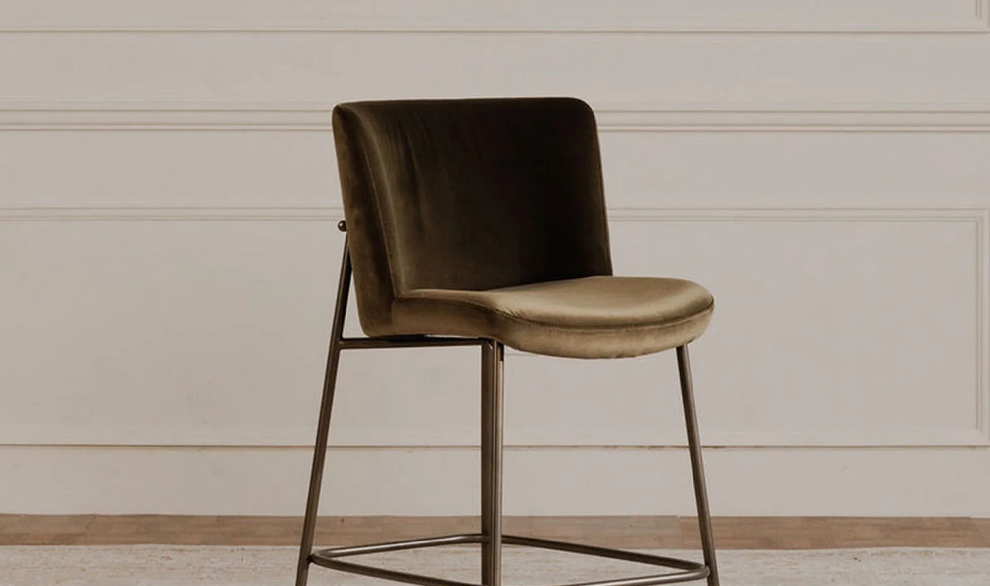 Early Counter Stool Faux Green Mohair - Image 3