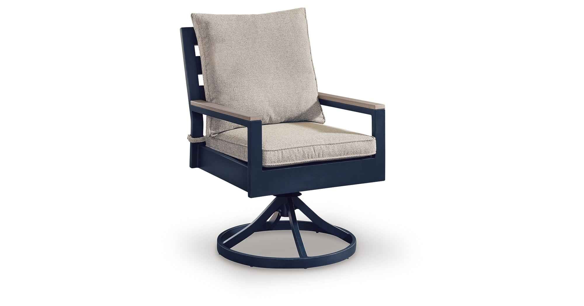 East Beach Blue Outdoor Swivel Chair with Cushion (Set of 2) - Image 8