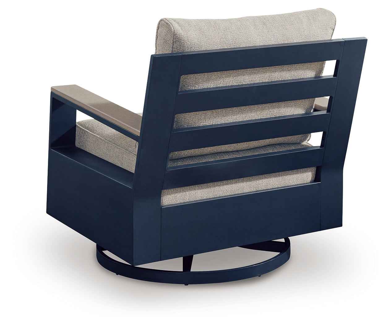 East Beach Navy Blue/Driftwood Outdoor Sofa with 2 Swivel Glider Chairs - Image 4