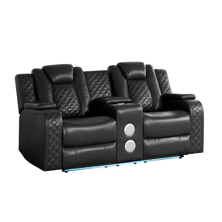 Eclipse Black Air Leather 3-Piece Power Reclining Living Room Set [Special Price] - Image 2