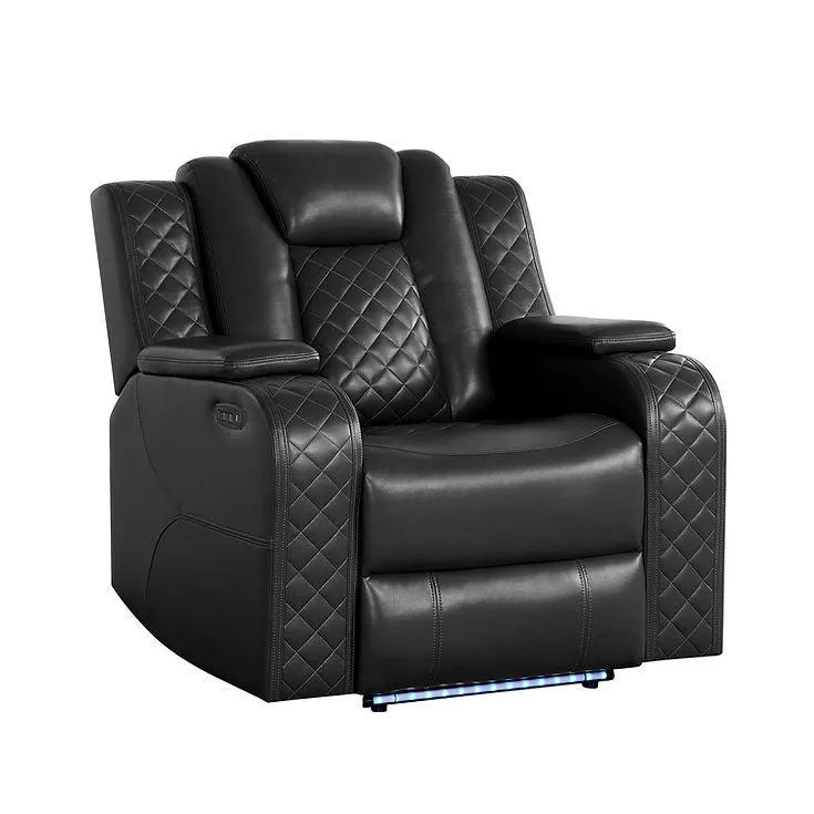 Eclipse Black Air Leather 3-Piece Power Reclining Living Room Set [Special Price] - Image 3