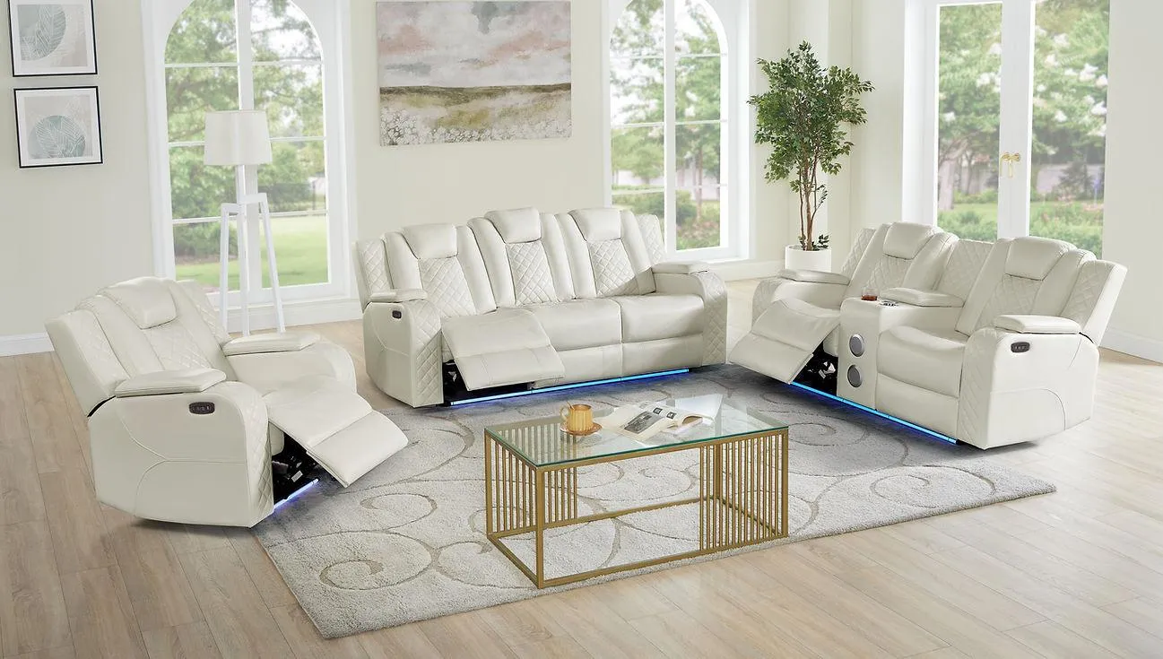 Eclipse Sand Air Leather 3-Piece Power Reclining Living Room Set [Special Price]