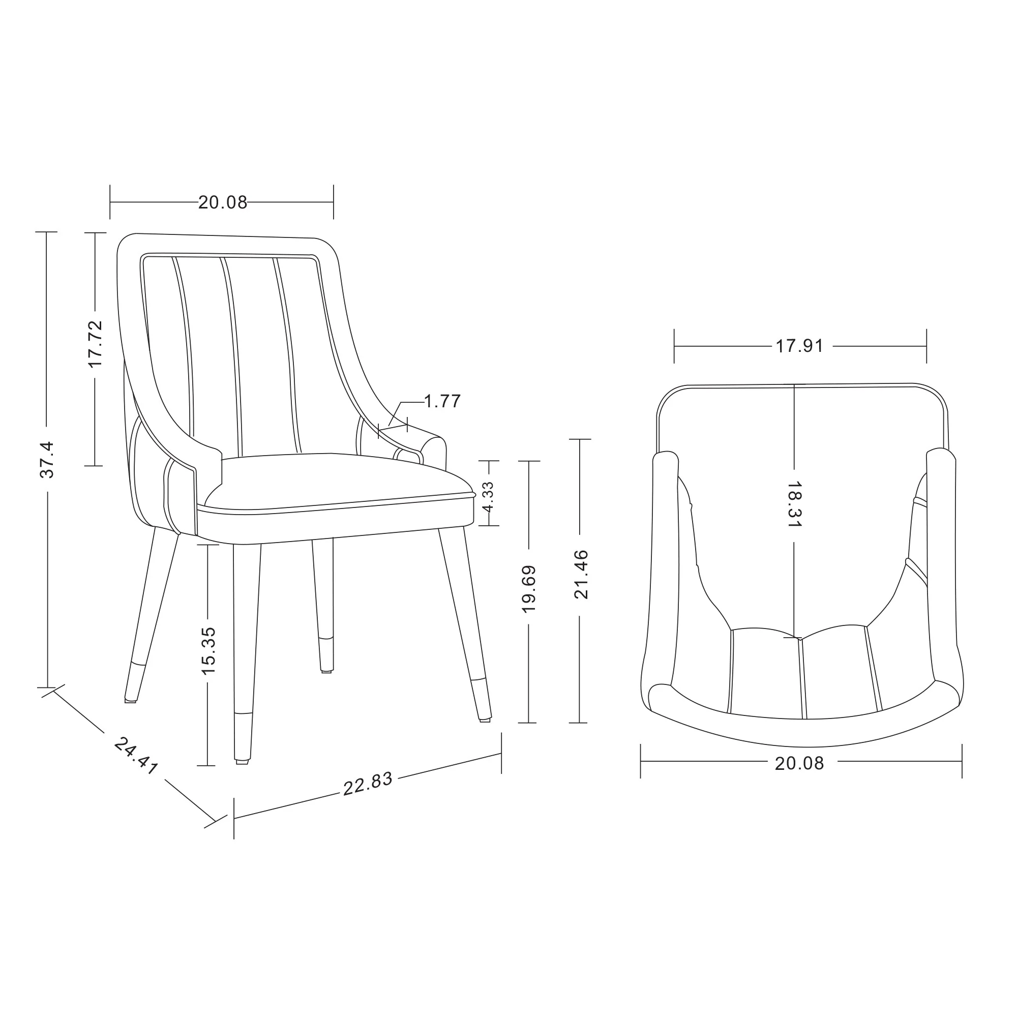Eda Dining Chair in Cream - Image 3
