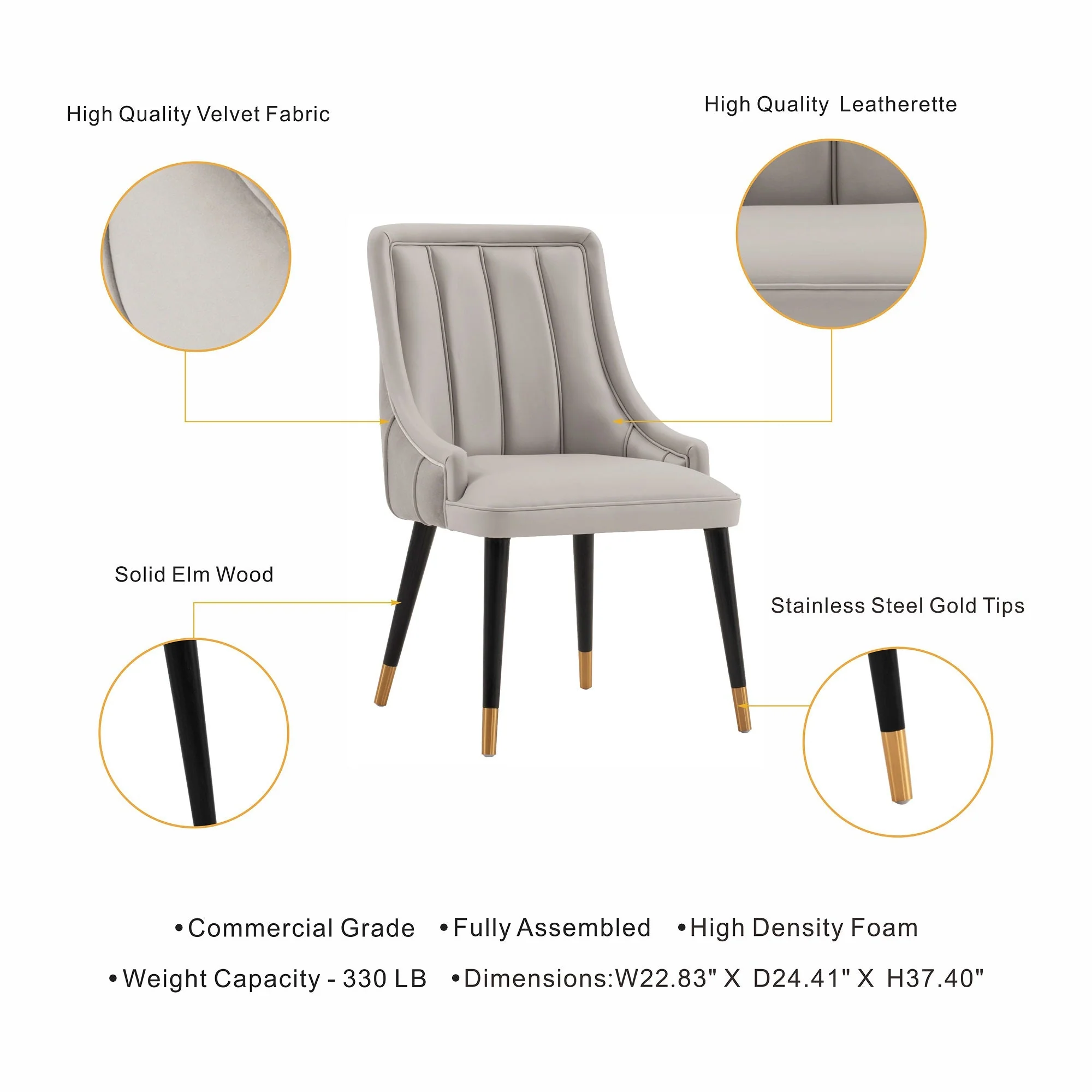 Eda Dining Chair in Grey - Image 4