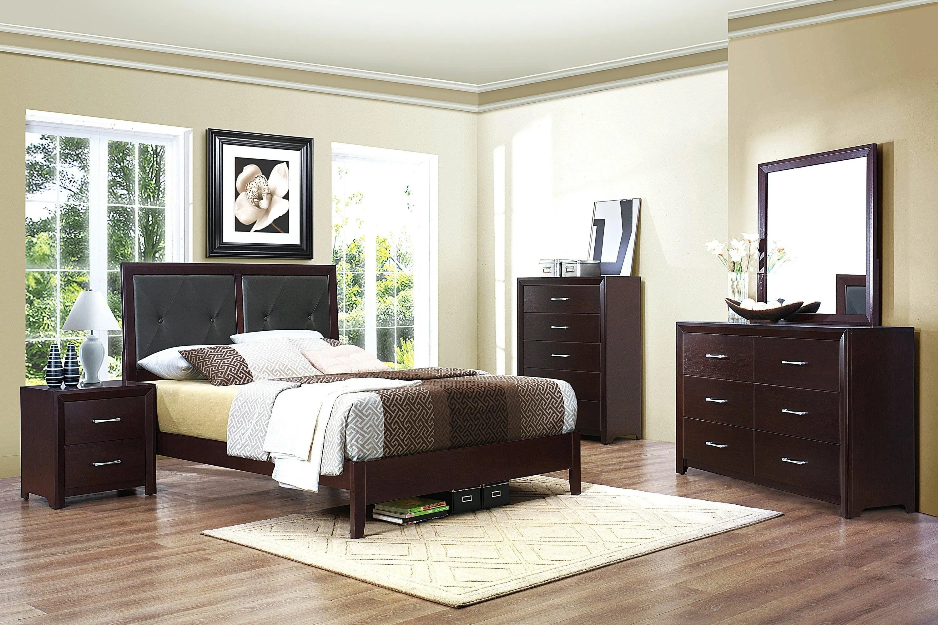 Edina Espresso Upholstered Panel Youth Bedroom Set - Image 2