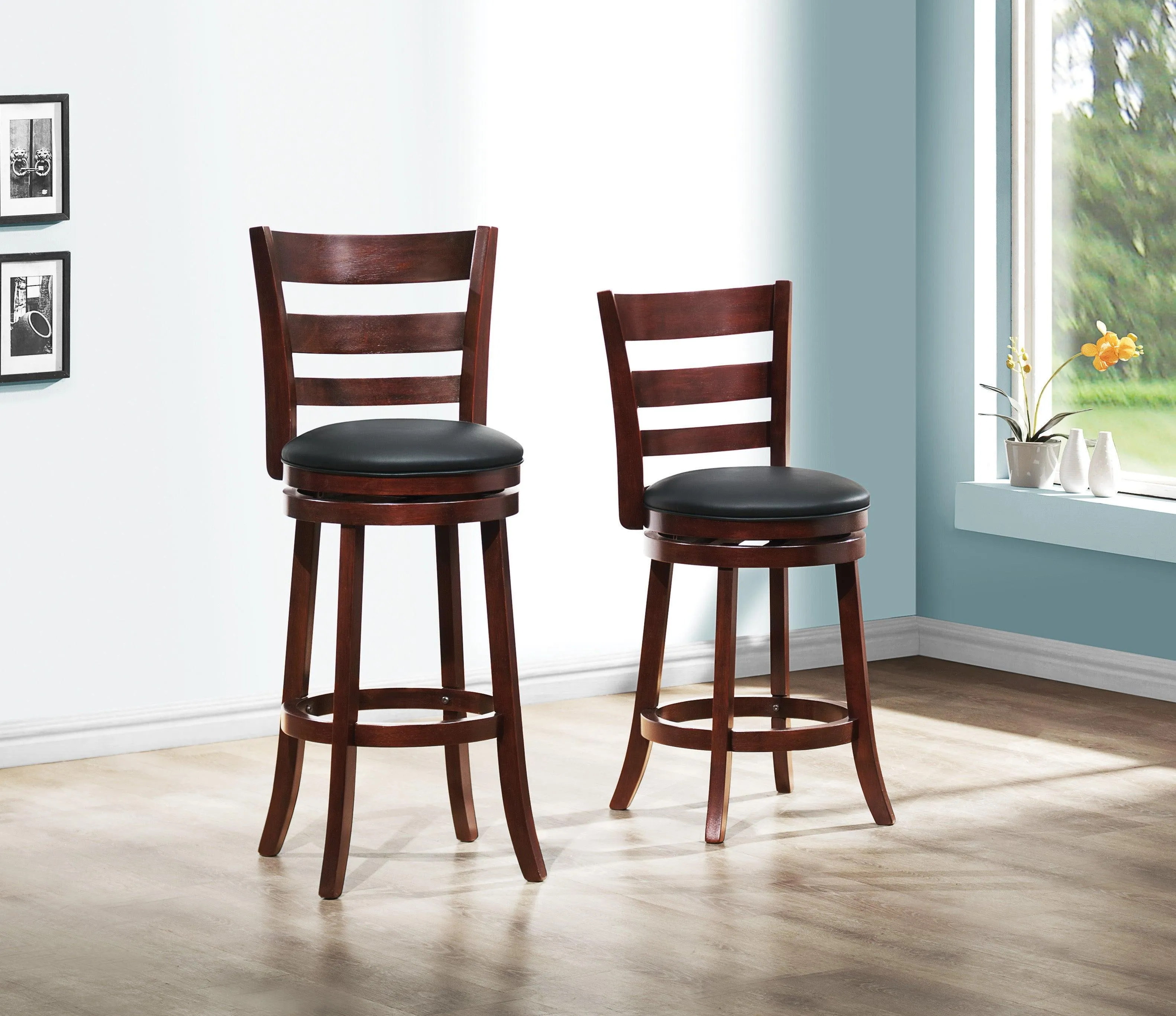 Edmond Dark Cherry Swivel Counter Height Chair - Image 2