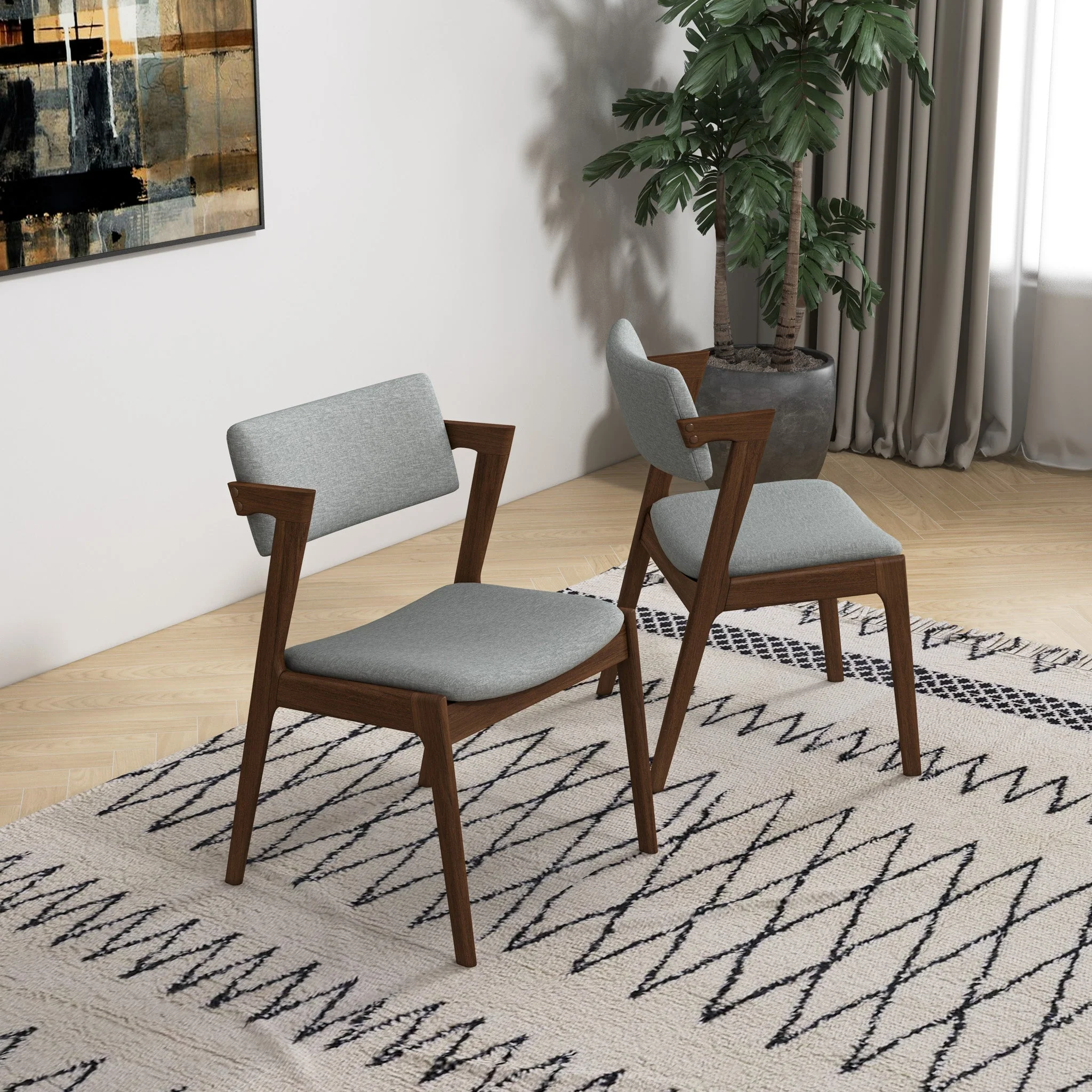 Edwin Light Gray Fabric Dining Chair (Set Of 2) - Image 2