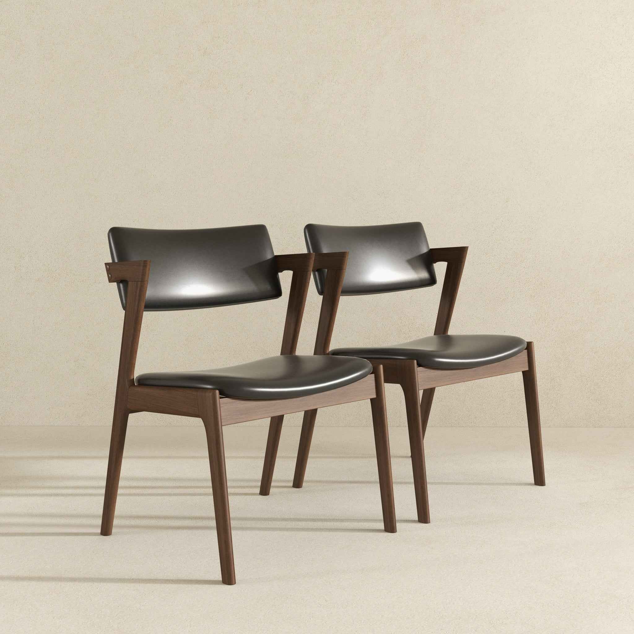 Edwin Mid Century Modern Black Vegan Leather Dining Chair (Set Of 2) - Image 4