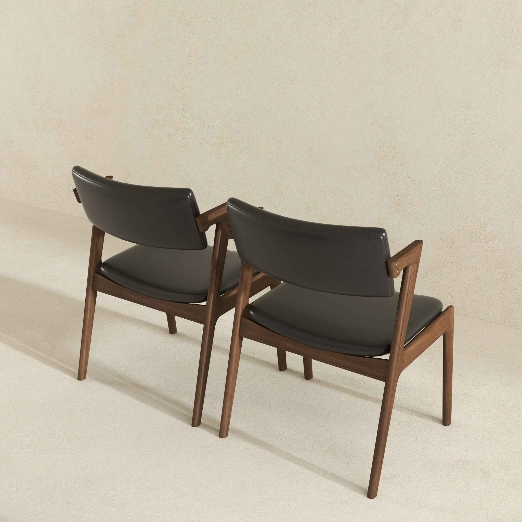 Edwin Mid Century Modern Black Vegan Leather Dining Chair (Set Of 2) - Image 5